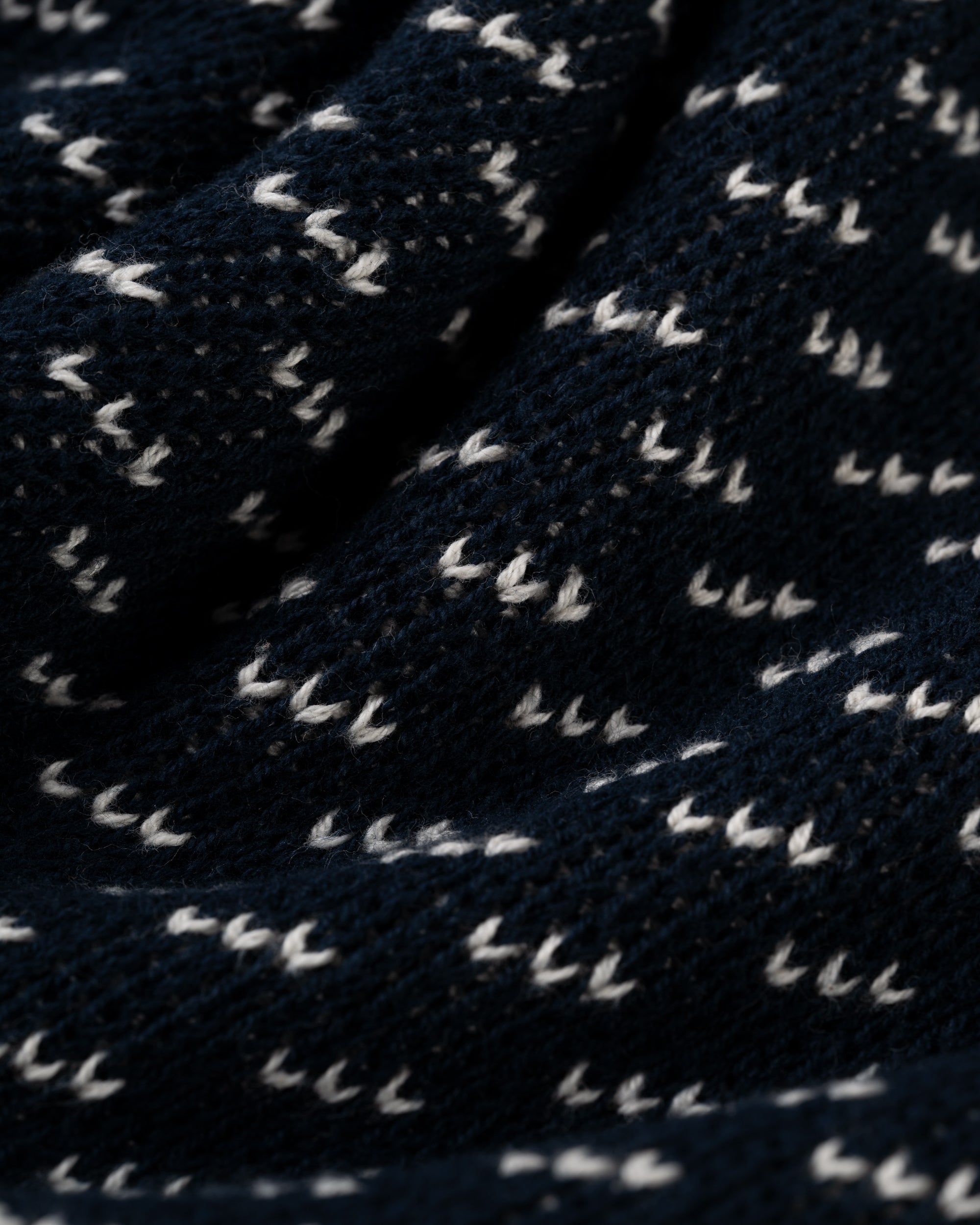 Made-in-USA Navy & Natural Chevron Cotton Crewneck Sweater