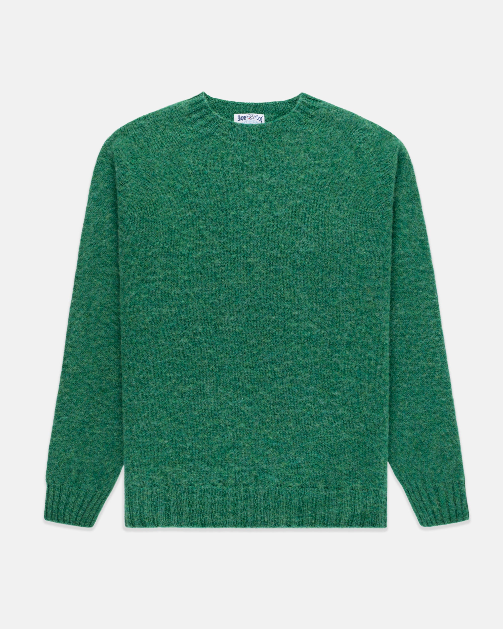Made-in-Scotland Kelly Green Shaggy Dog Sweater - Trim Fit