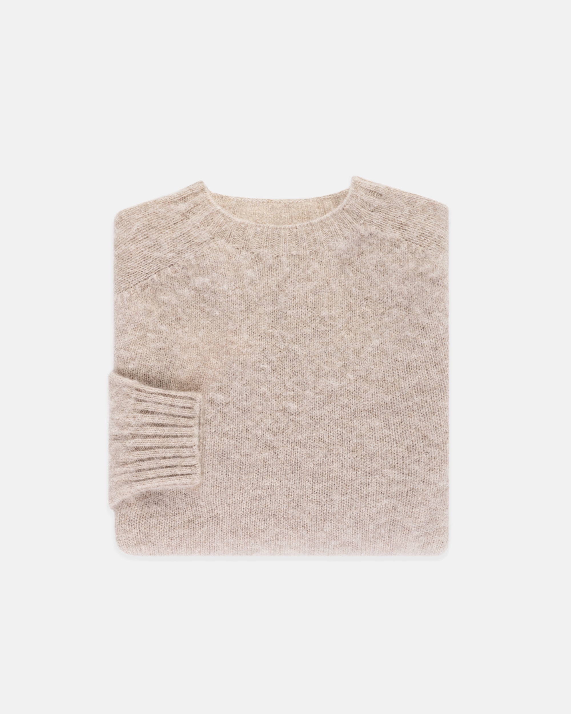 Made-in-Scotland Cream Shaggy Dog Sweater - Trim Fit