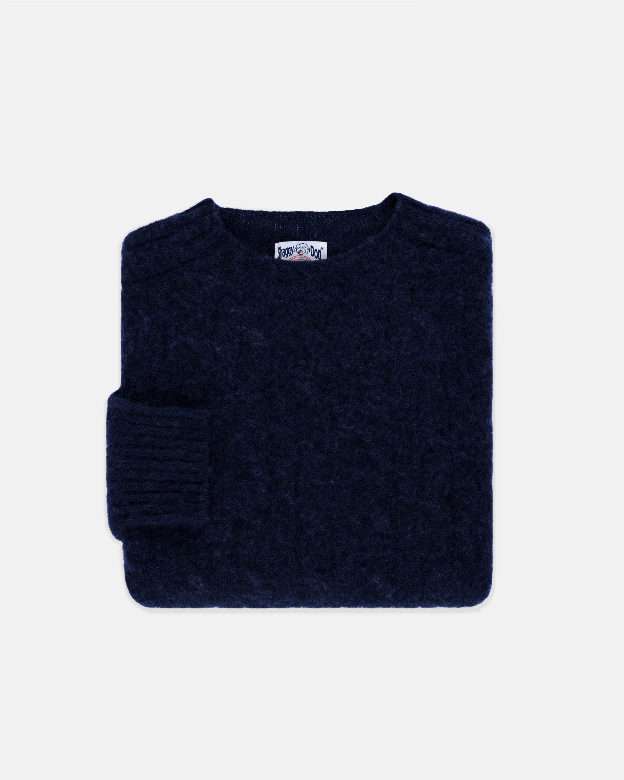 Made-in-Scotland Navy Shaggy Dog Cableknit Sweater - Classic Fit
