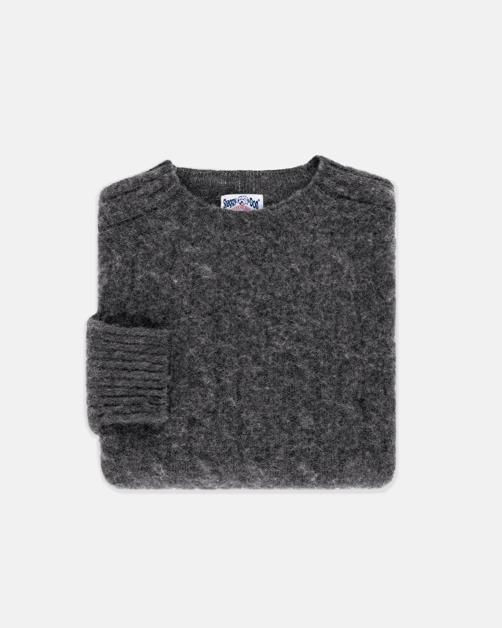 Made-in-Scotland Gray Shaggy Dog Cableknit Sweater - Classic Fit