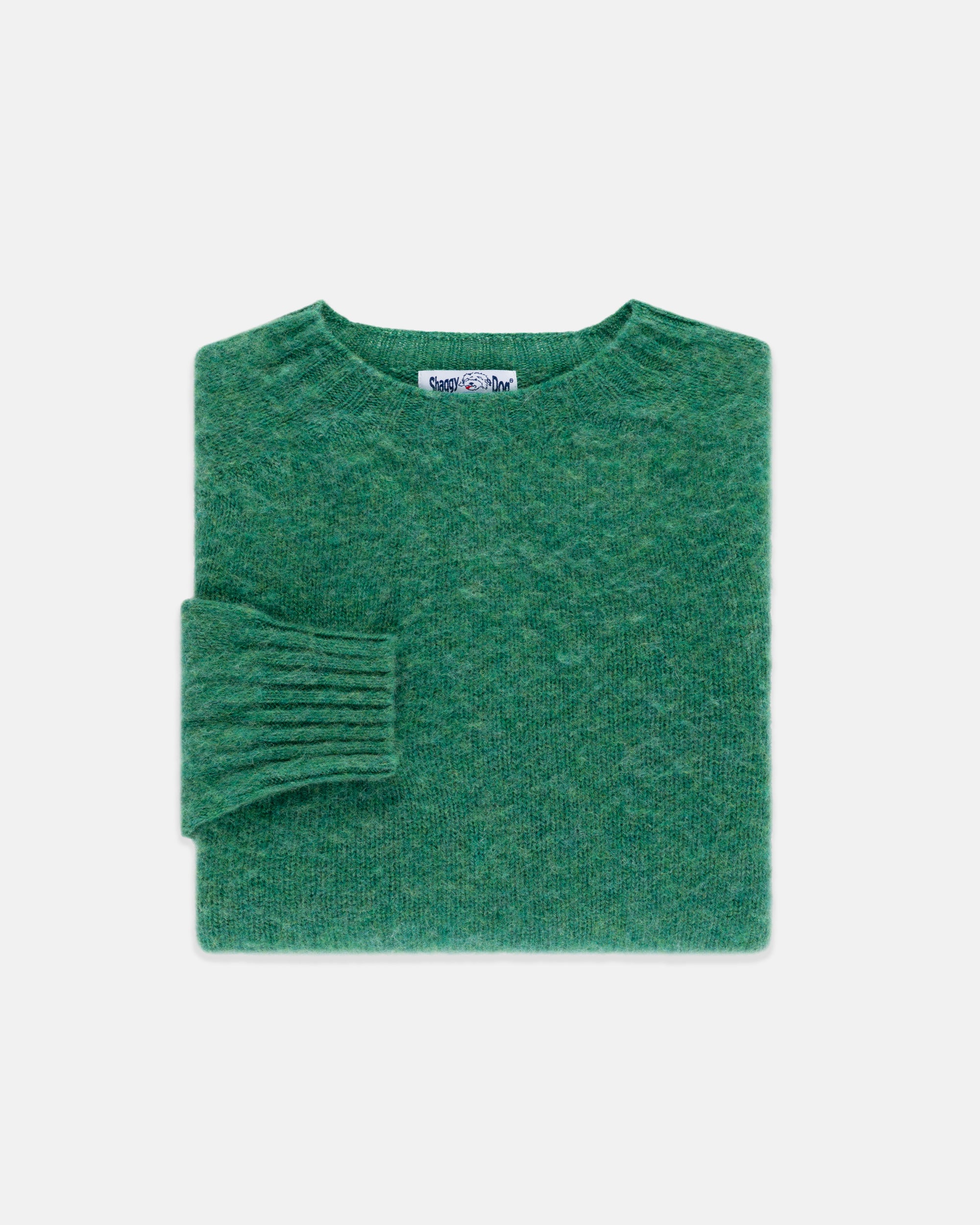 Made-in-Scotland Kelly Green Shaggy Dog Sweater - Trim Fit
