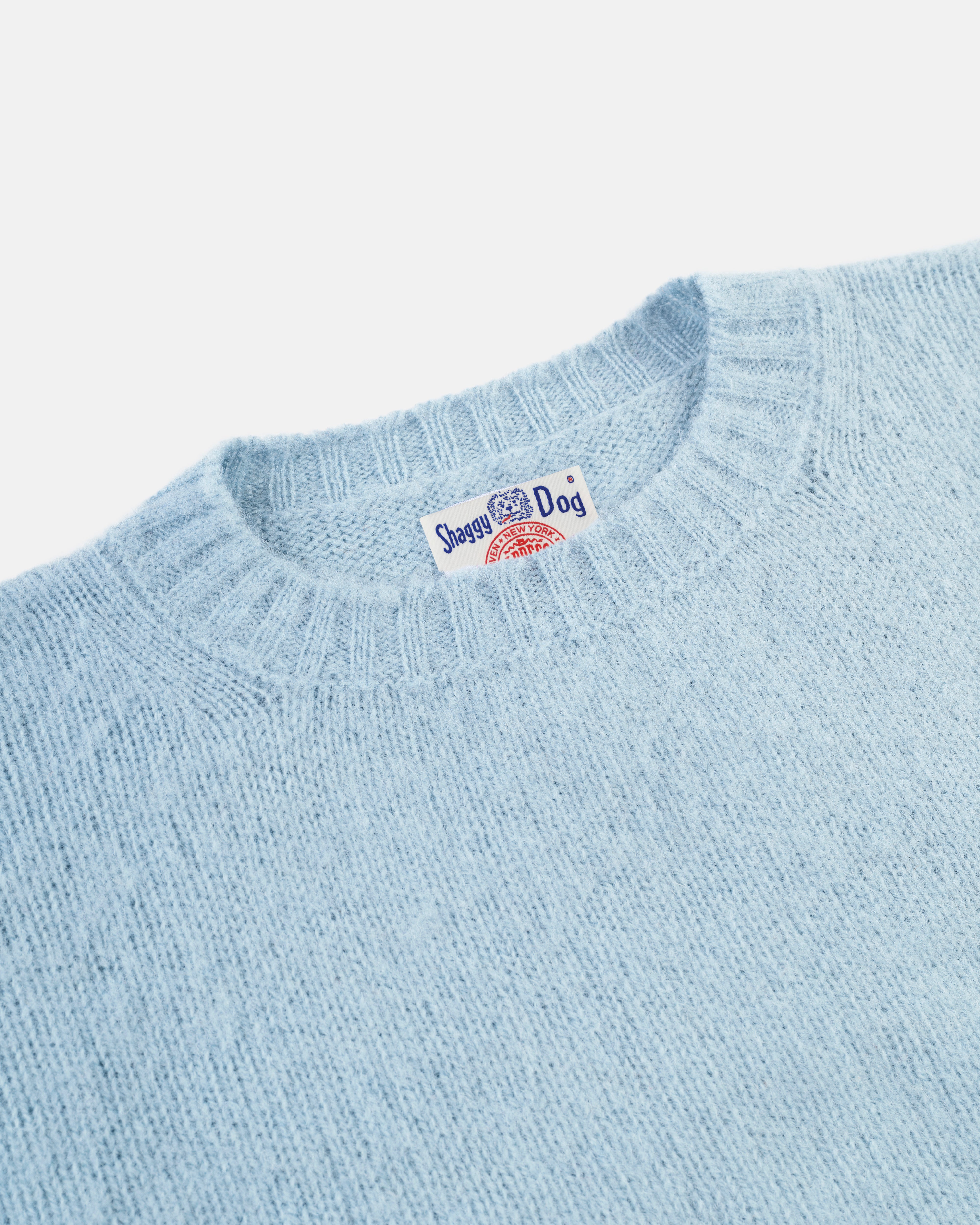 Made-in-Scotland China Blue Shaggy Dog Sweater - Classic Fit