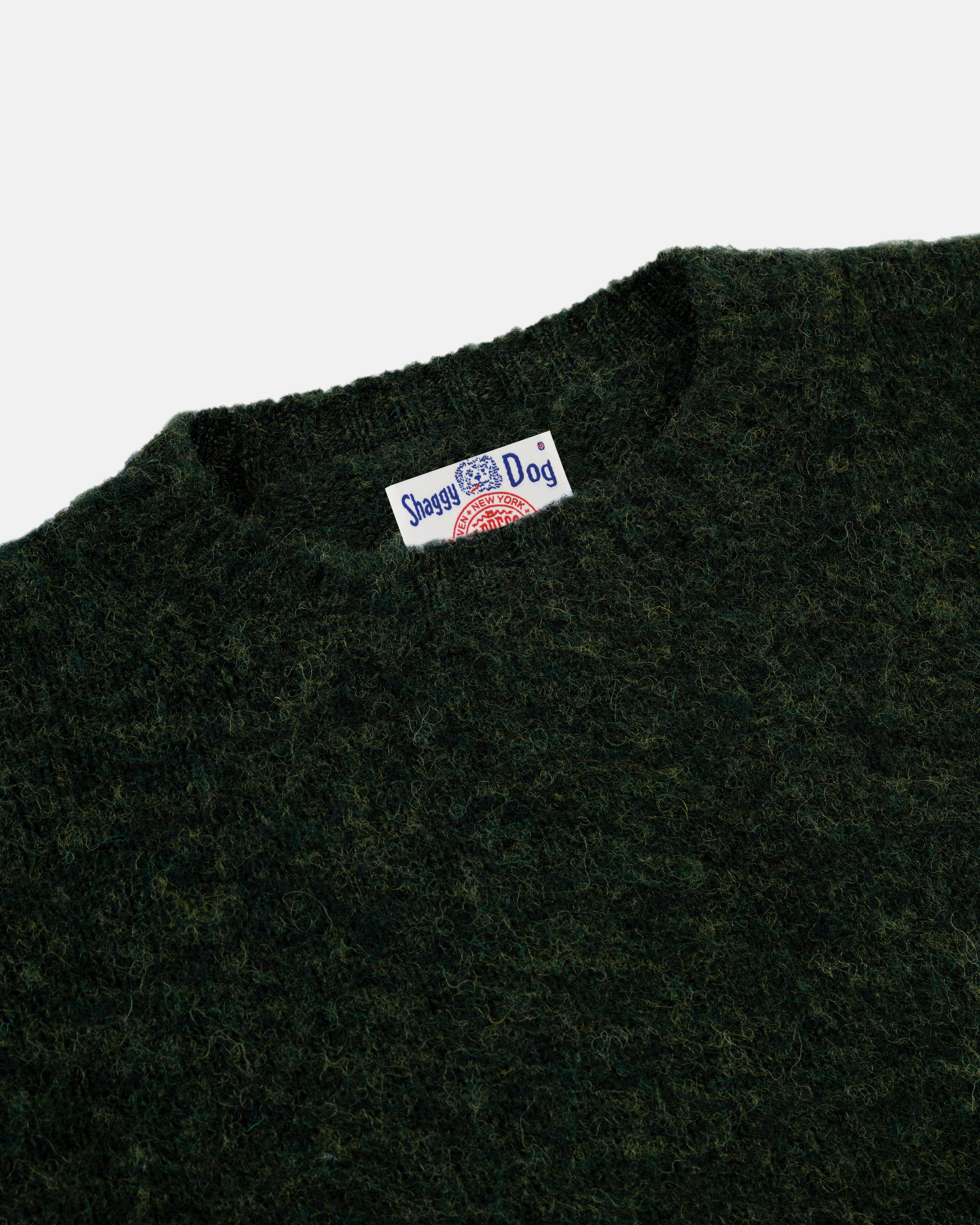Made-in-Scotland Dark Green Marl Shaggy Dog Sweater - Classic Fit