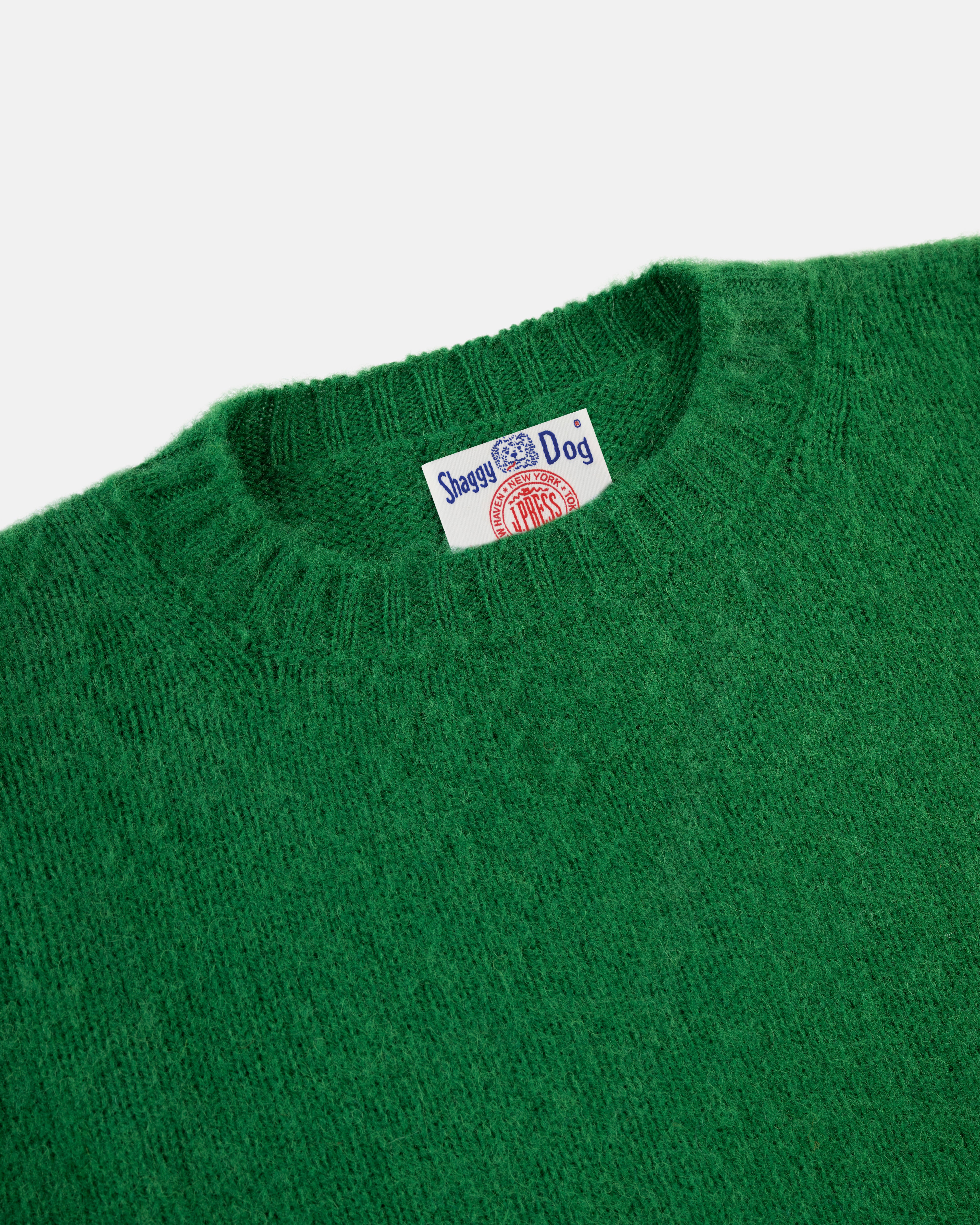 Made-in-Scotland Grass Green Shaggy Dog Sweater - Classic Fit
