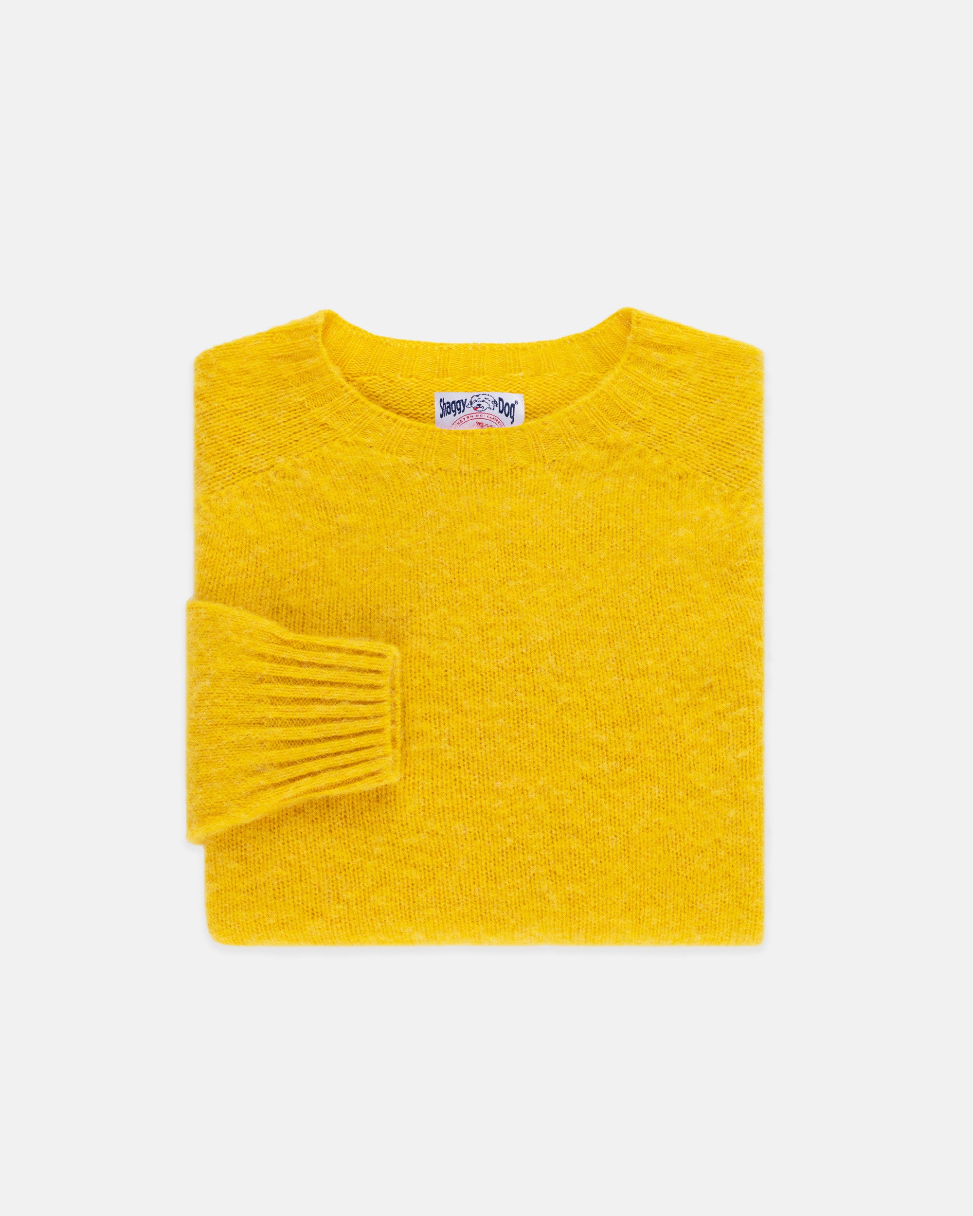 Made-in-Scotland Yellow Shaggy Dog Sweater - Trim Fit