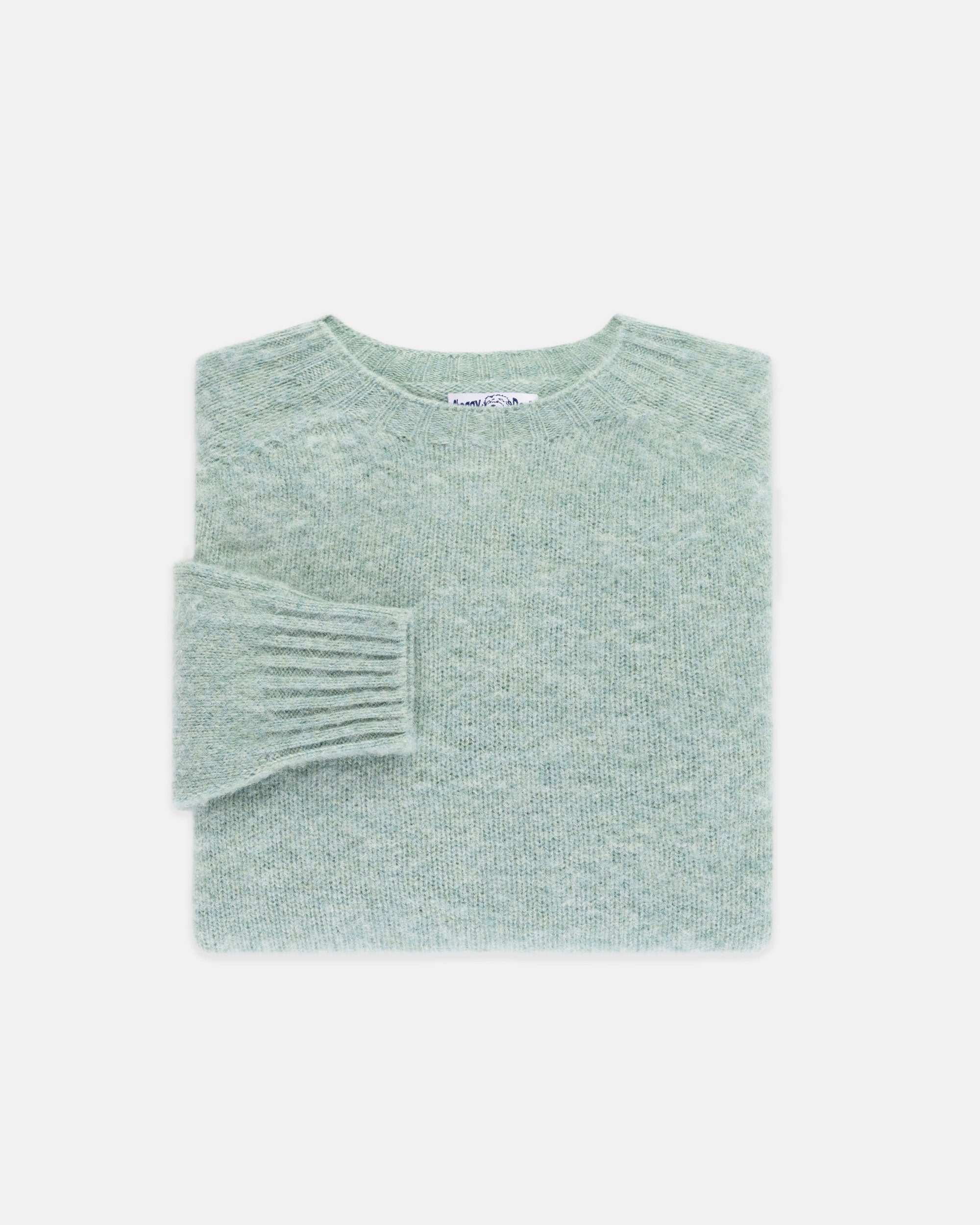 Made-in-Scotland Pale Blue Shaggy Dog Sweater - Trim Fit