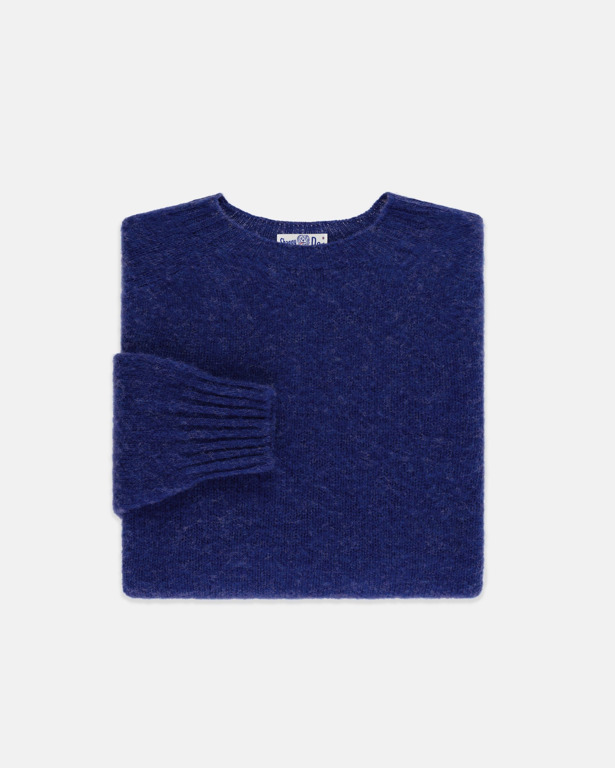 Made-in-Scotland Dark Blue Shaggy Dog Sweater - Trim Fit