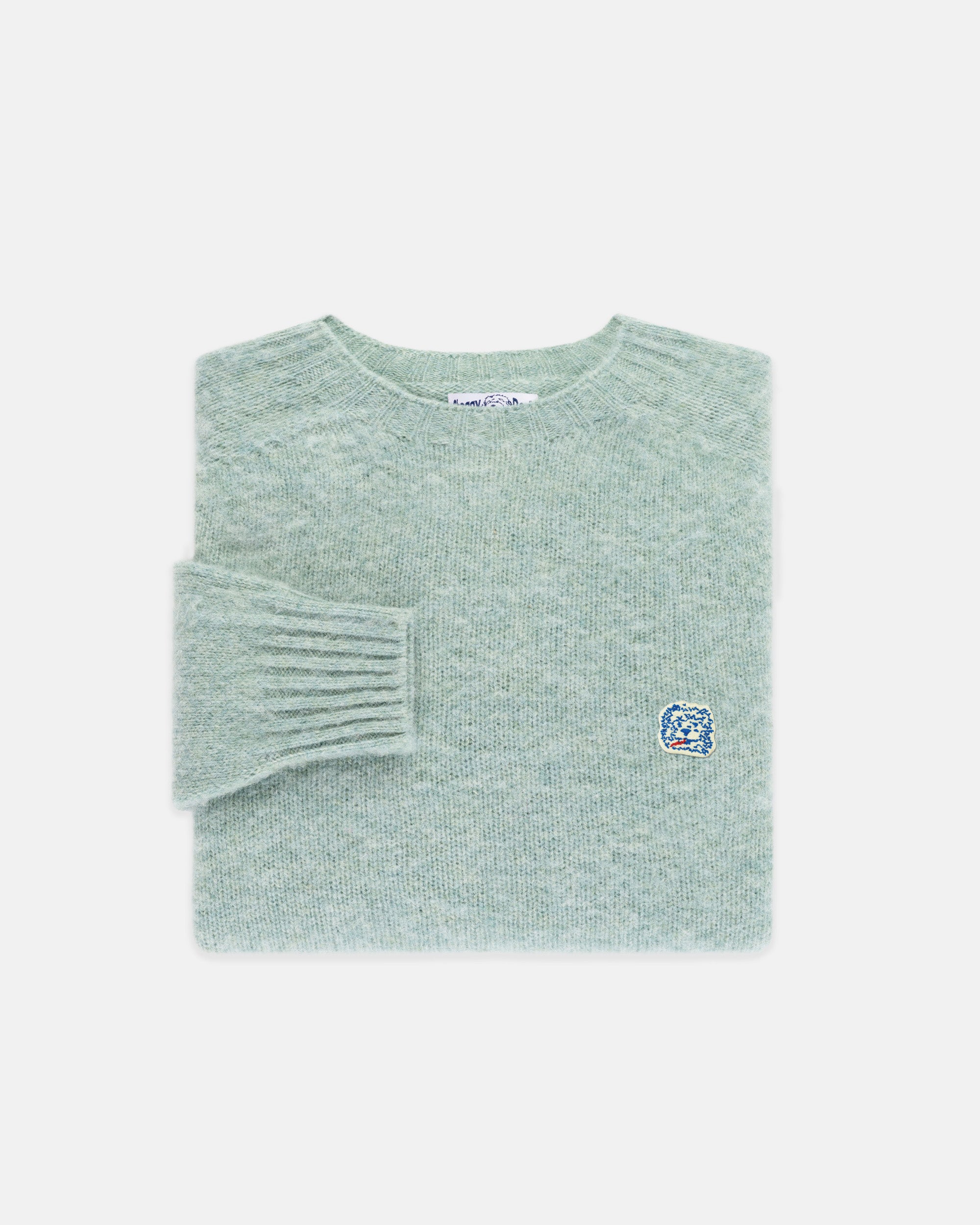 Made-in-Scotland Pale Blue Shaggy Dog Icon Sweater - Trim Fit