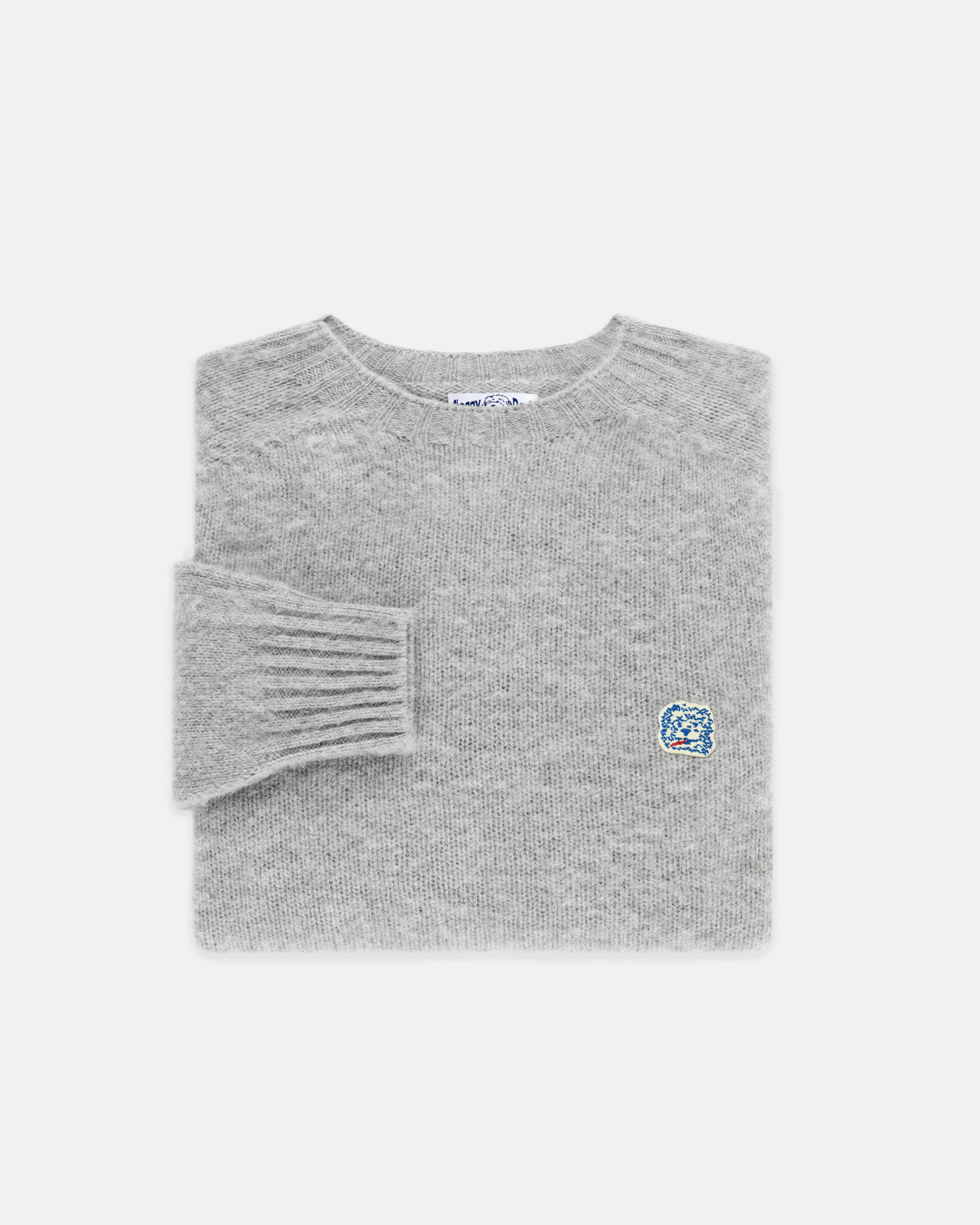 Made-in-Scotland Light Grey Shaggy Dog Icon Sweater - Trim Fit