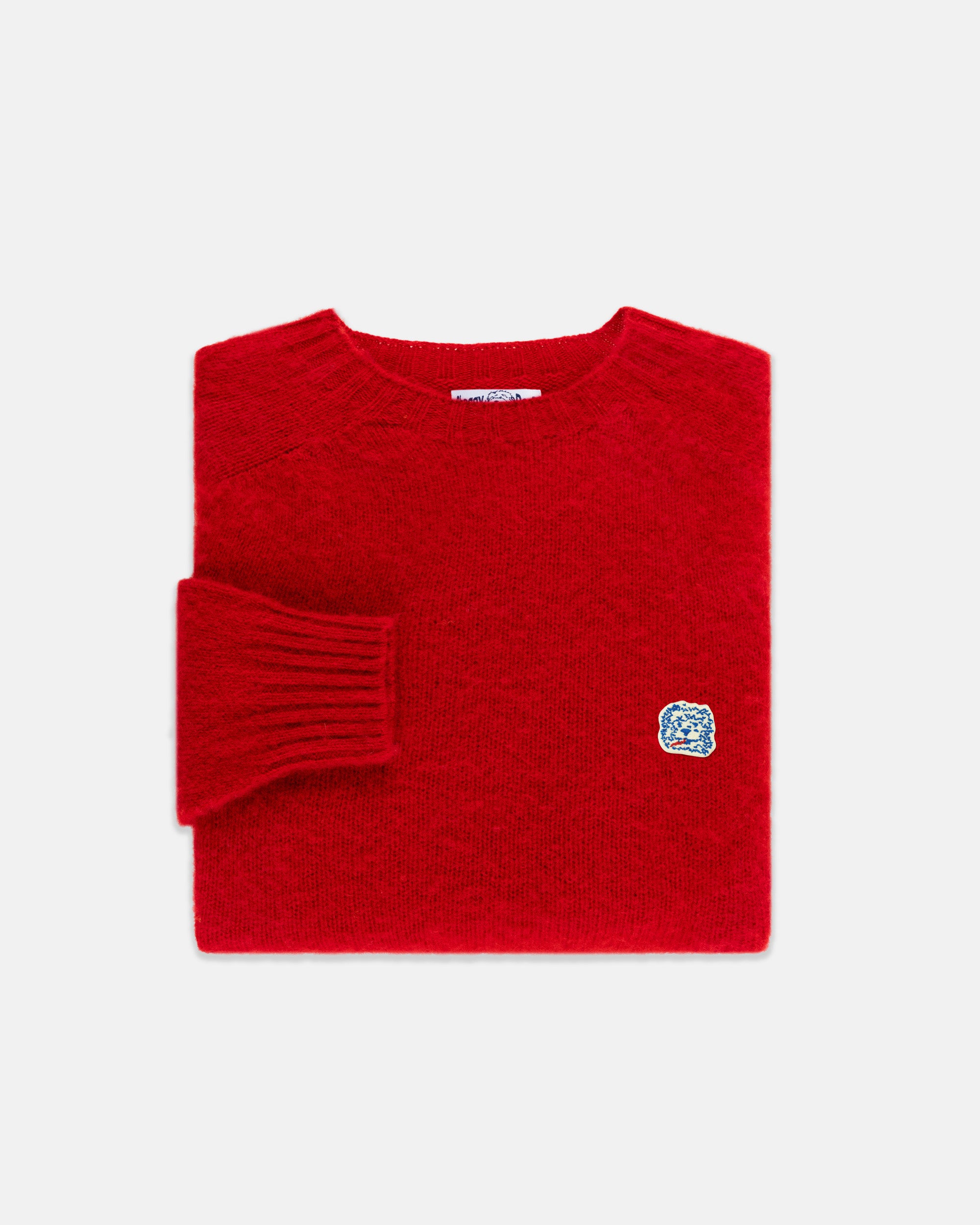 Made-in-Scotland Red Shaggy Dog Icon Sweater - Trim Fit
