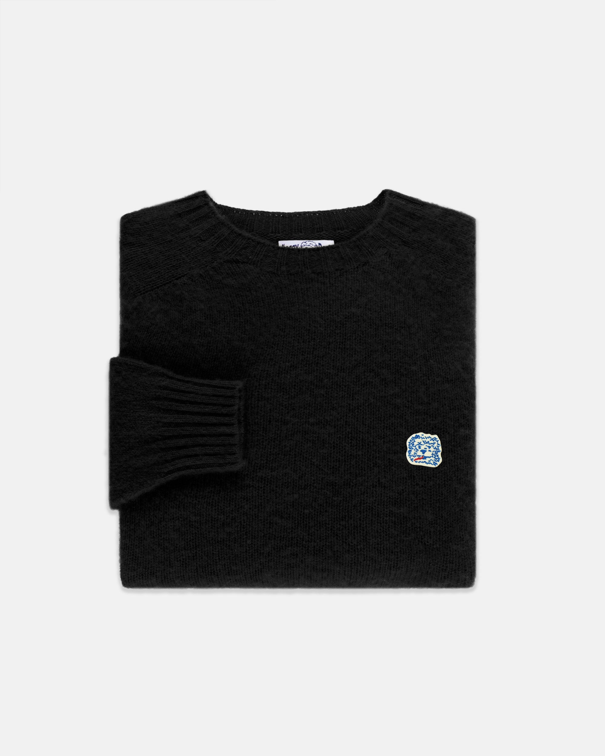 Made-in-Scotland Black Shaggy Dog Icon Sweater - Trim Fit