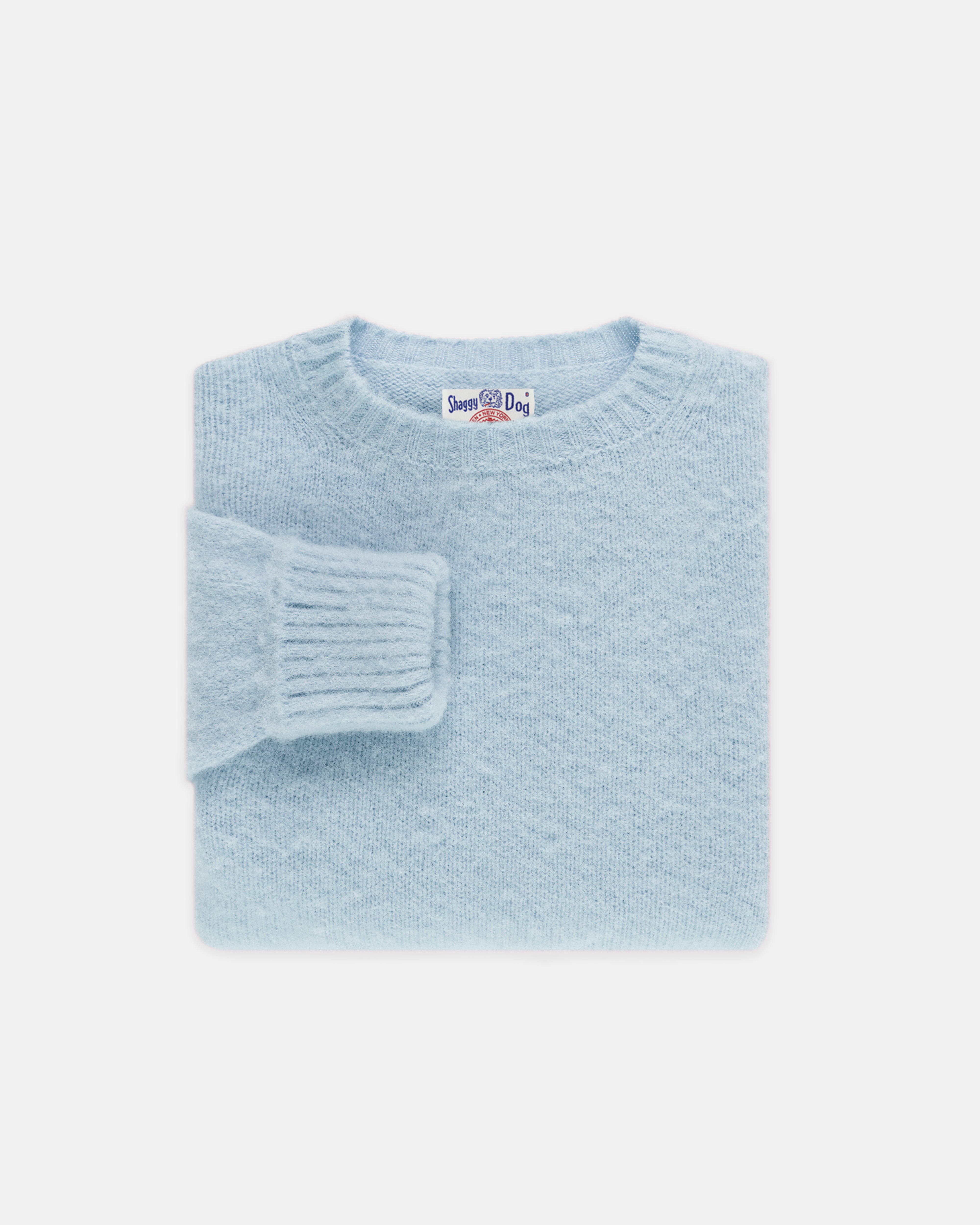 Made-in-Scotland China Blue Shaggy Dog Sweater - Classic Fit