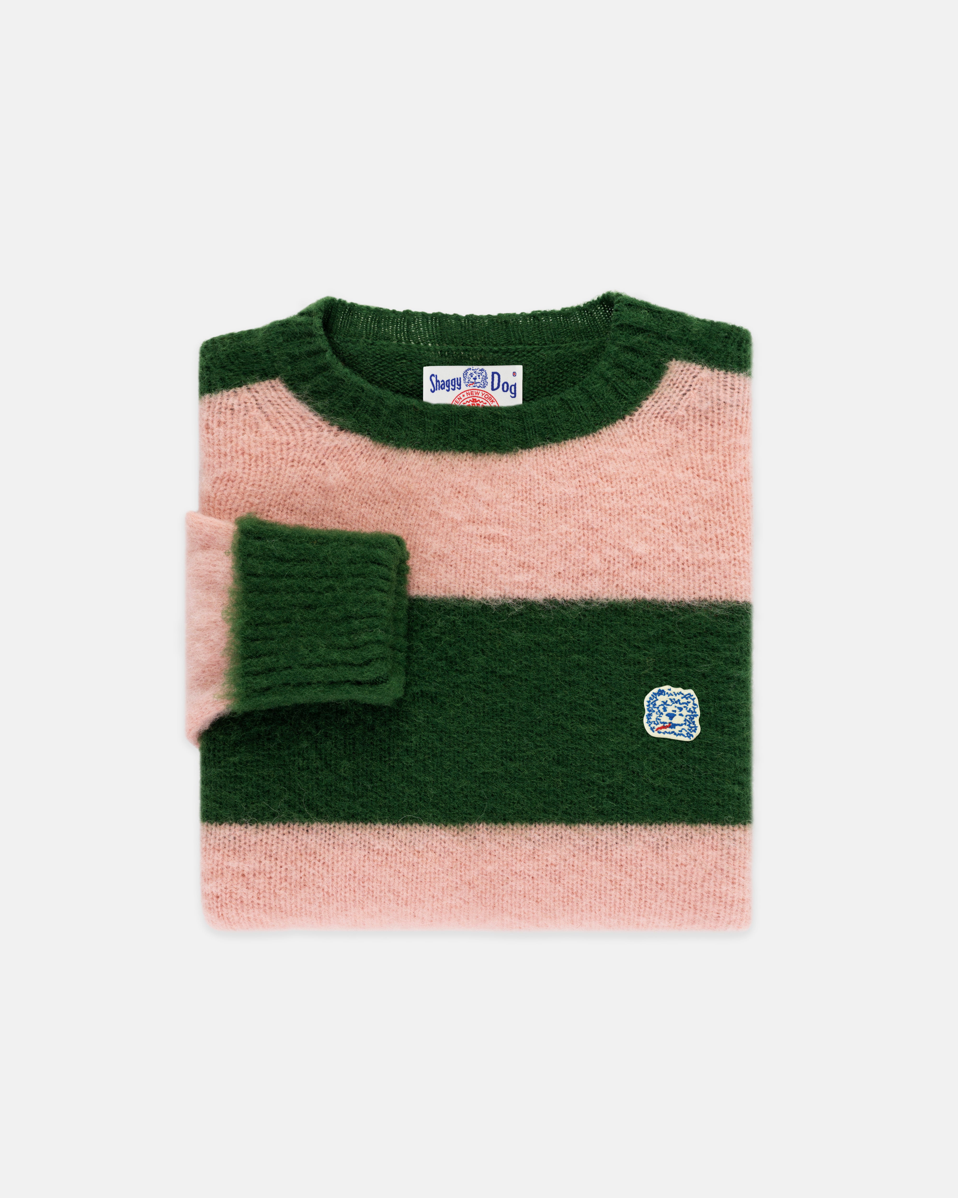 Made-in-Scotland Green & Pink Stripe Shaggy Dog Icon Sweater - Classic Fit