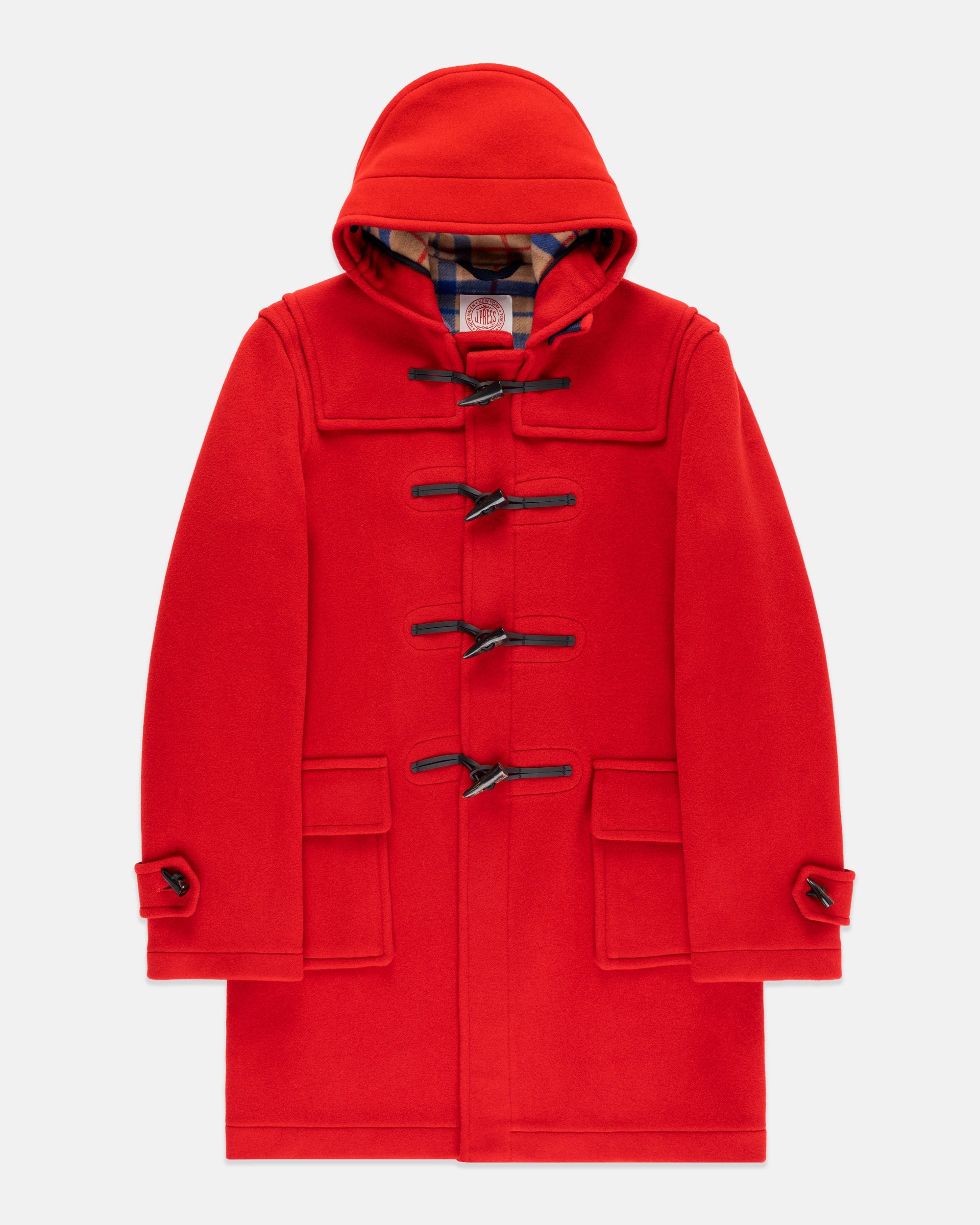 Made-in-England Scarlet Classic Morris Duffle Coat