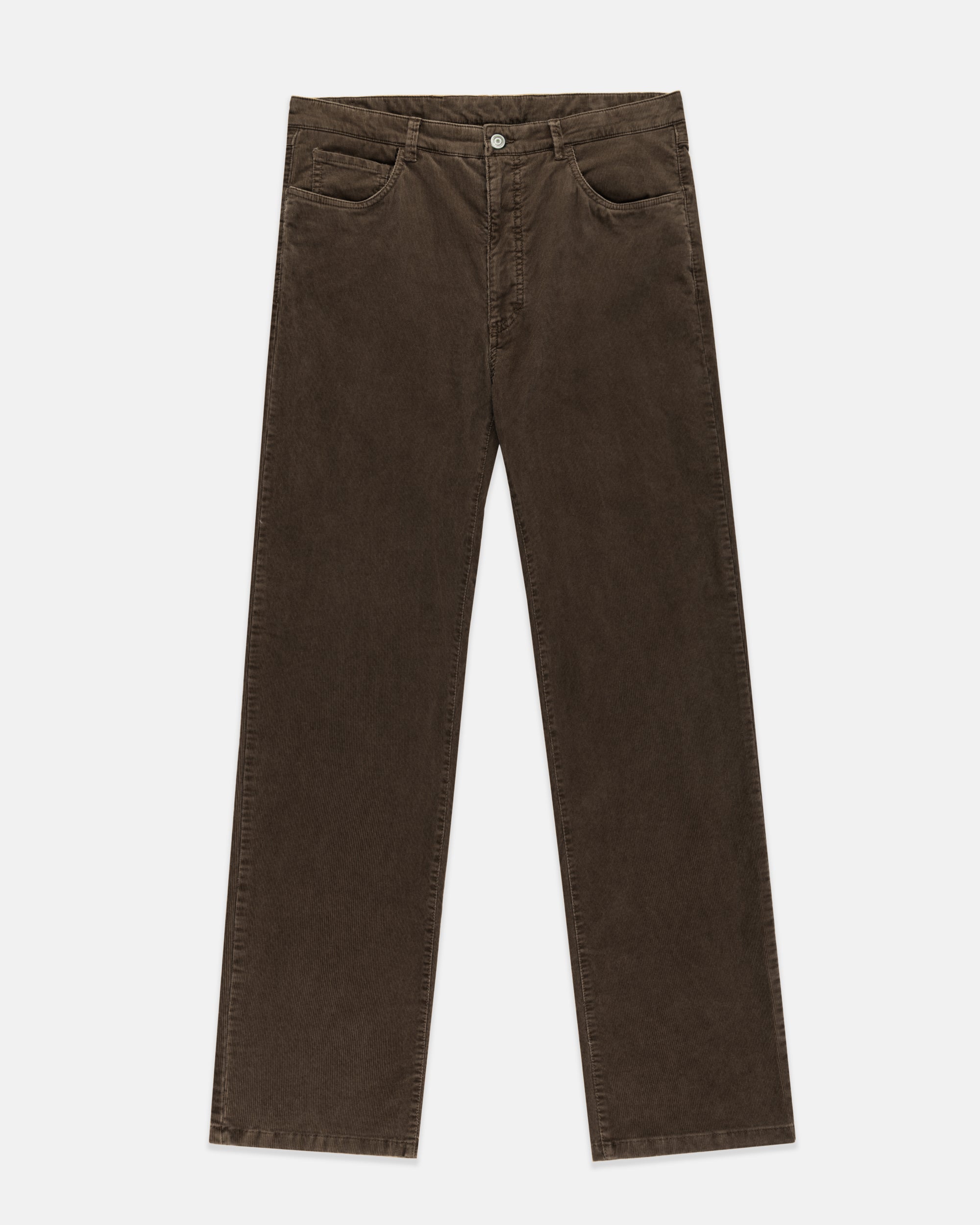 Brown Pincord 5-Pocket Pants - Trim Fit