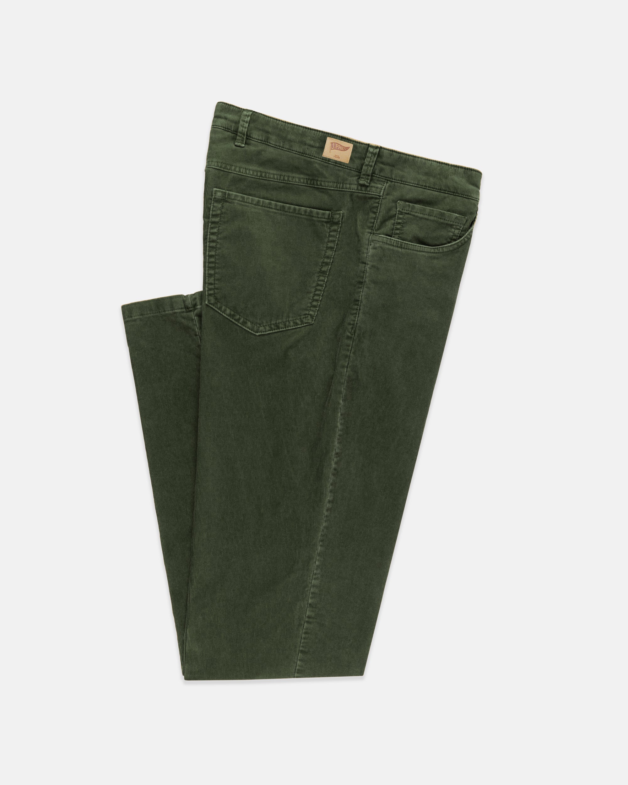 Olive Pincord 5-Pocket Pants - Trim Fit