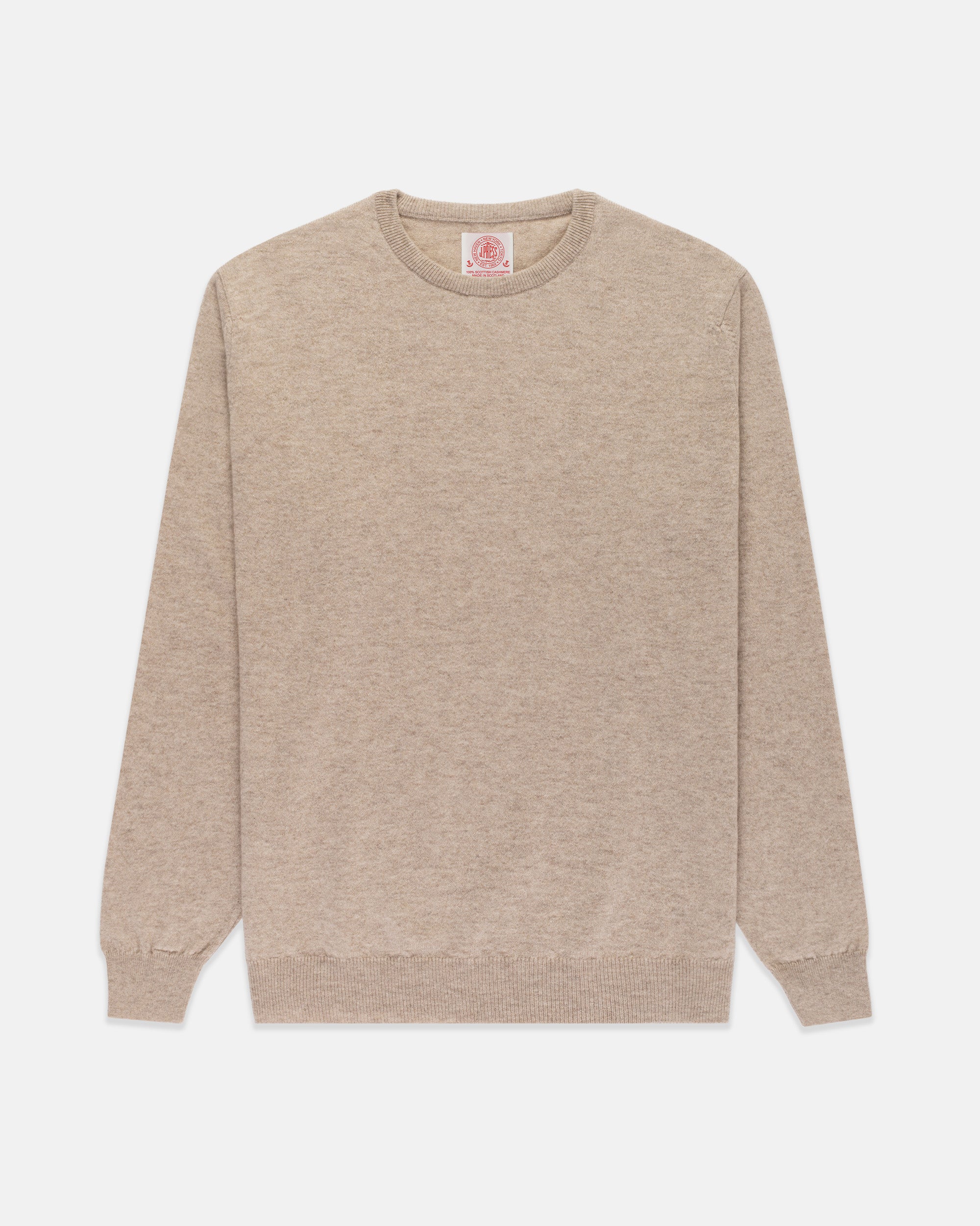 Made-in-Scotland Tan Cashmere Crewneck Sweater