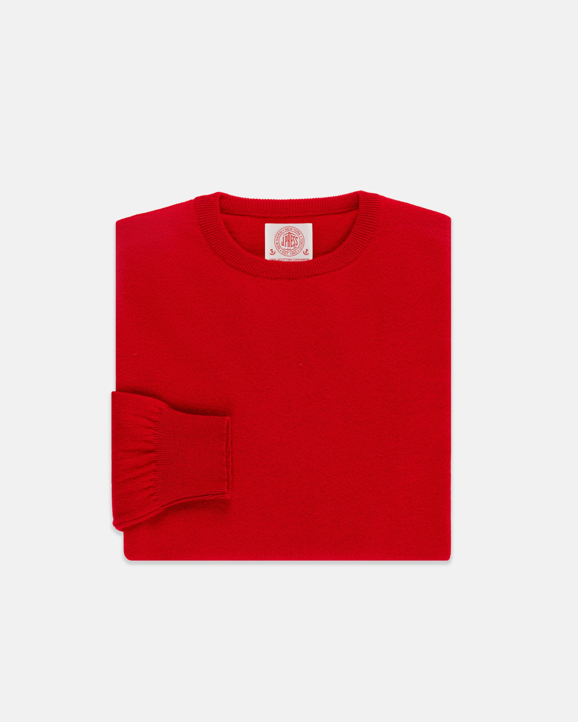 Made-in-Scotland Red Cashmere Crewneck Sweater