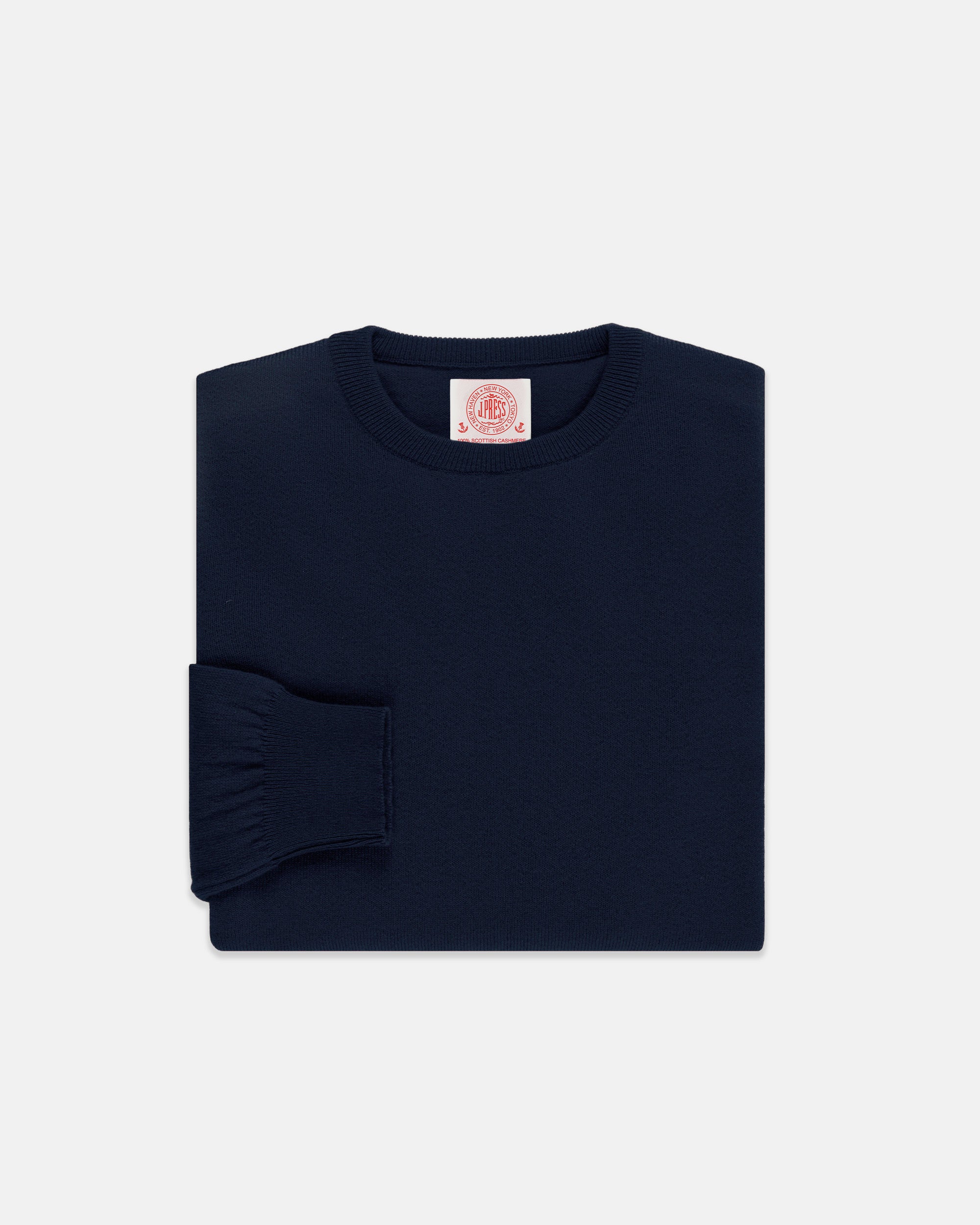 Made-in-Scotland Navy Cashmere Crewneck Sweater