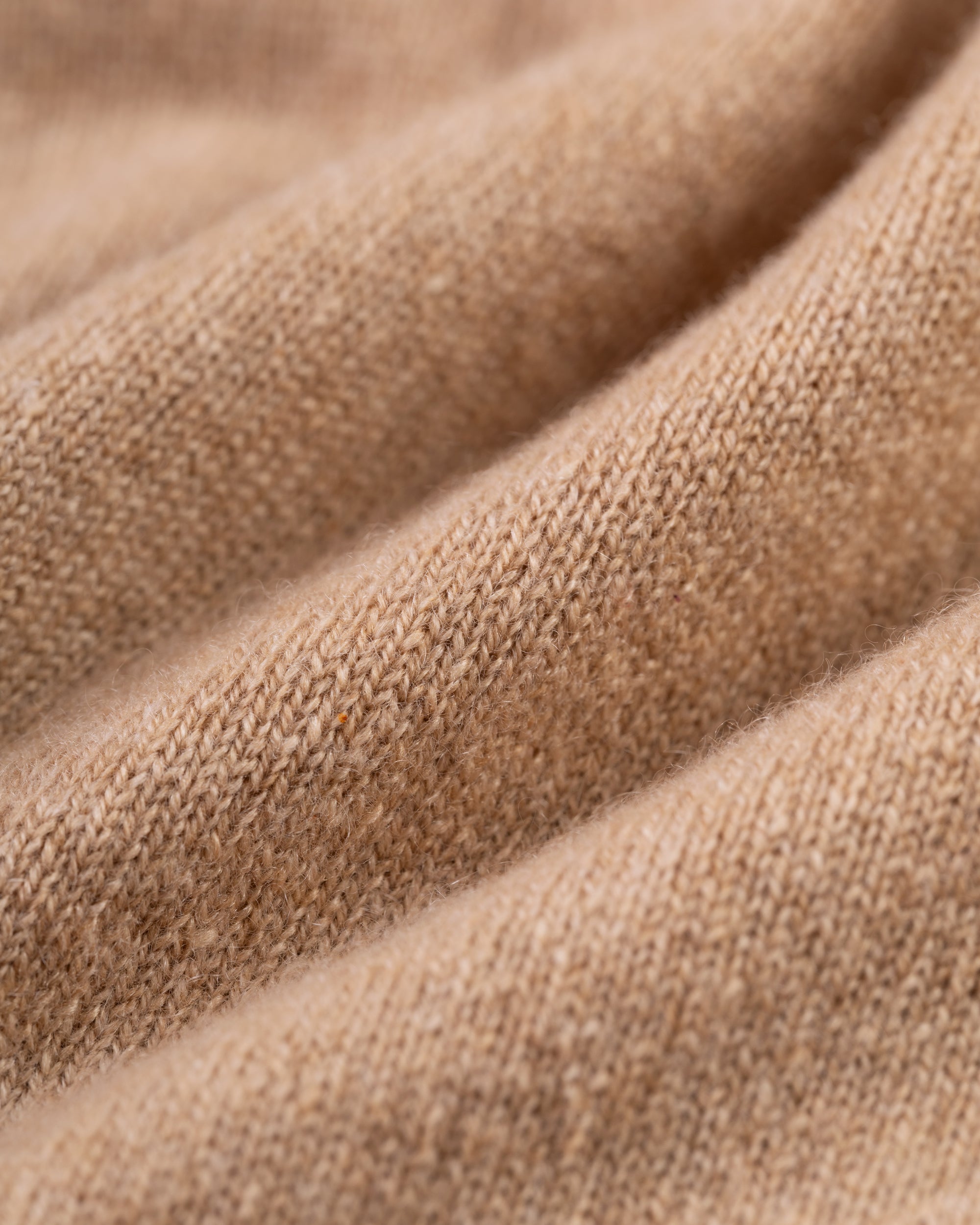 Made-in-Scotland Tan Cashmere V-neck Sweater
