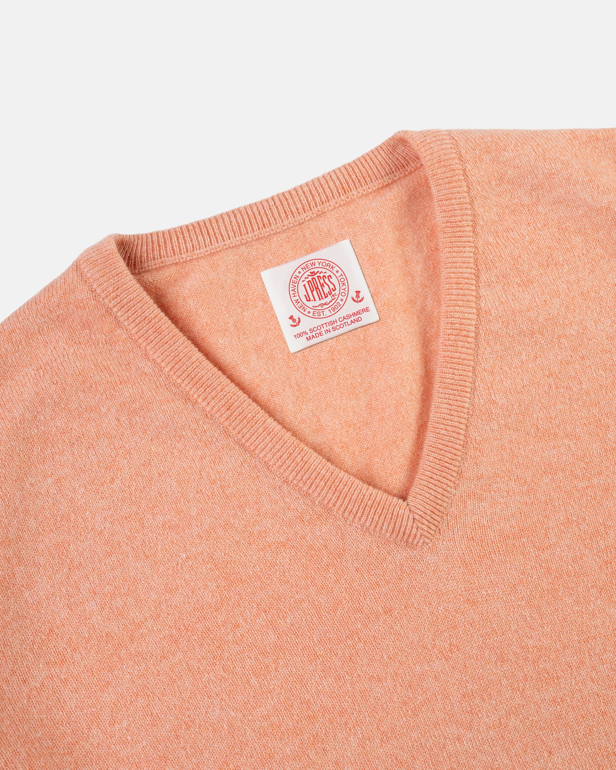 Made-in-Scotland Salmon Cashmere V-neck Sweater