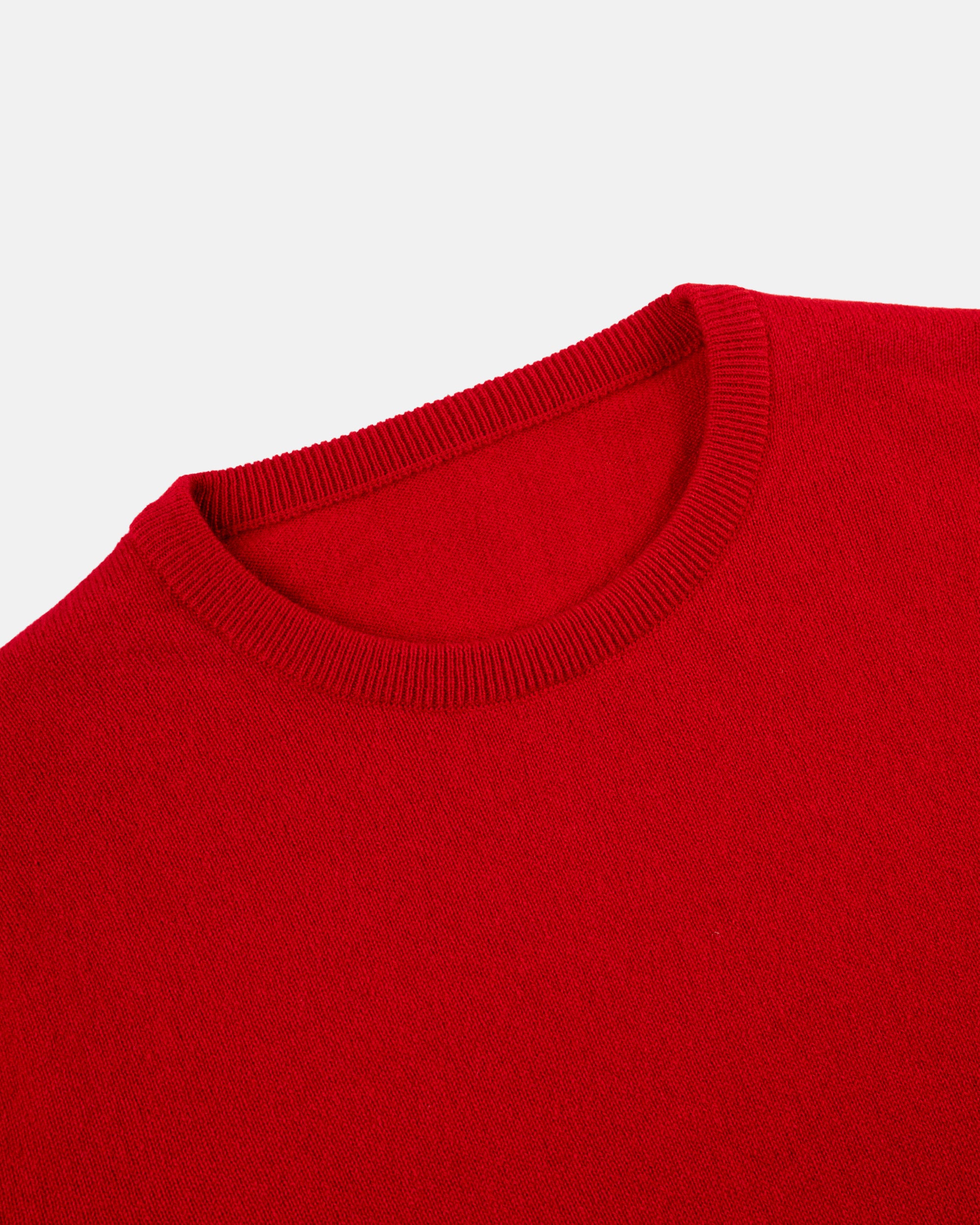 Made-in-Scotland Red Cashmere Crewneck Sweater