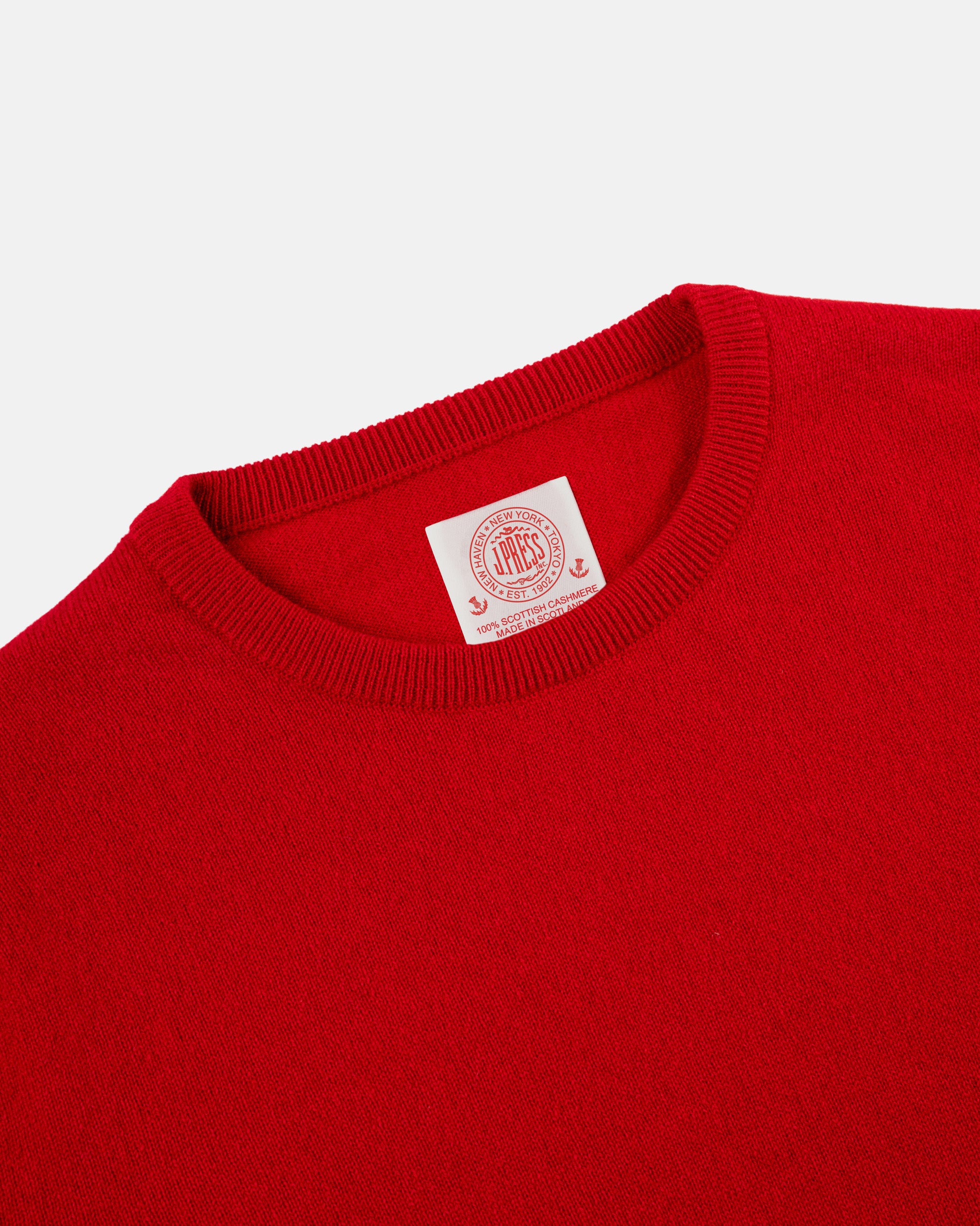 Made-in-Scotland Red Cashmere Crewneck Sweater
