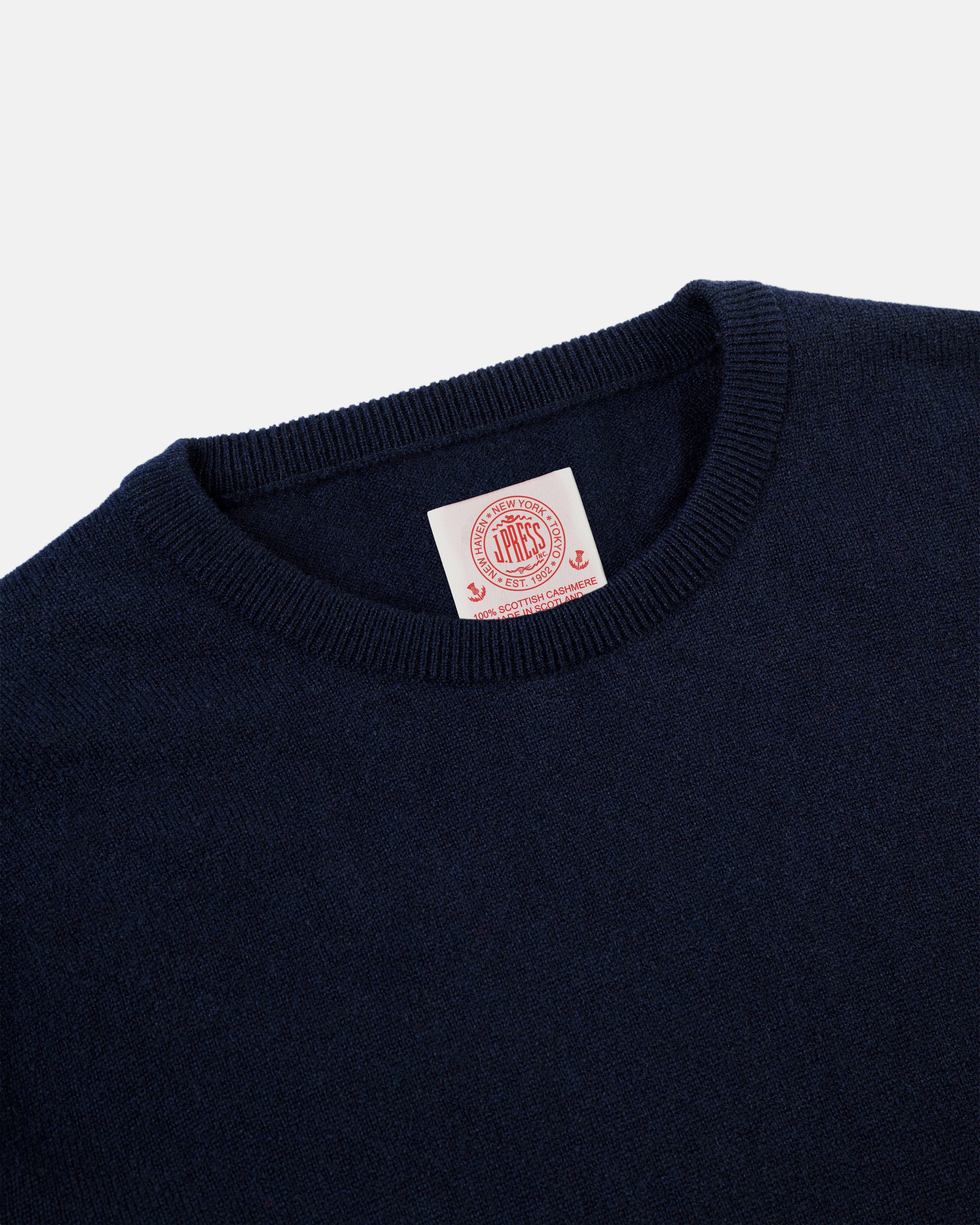 Made-in-Scotland Navy Cashmere Crewneck Sweater