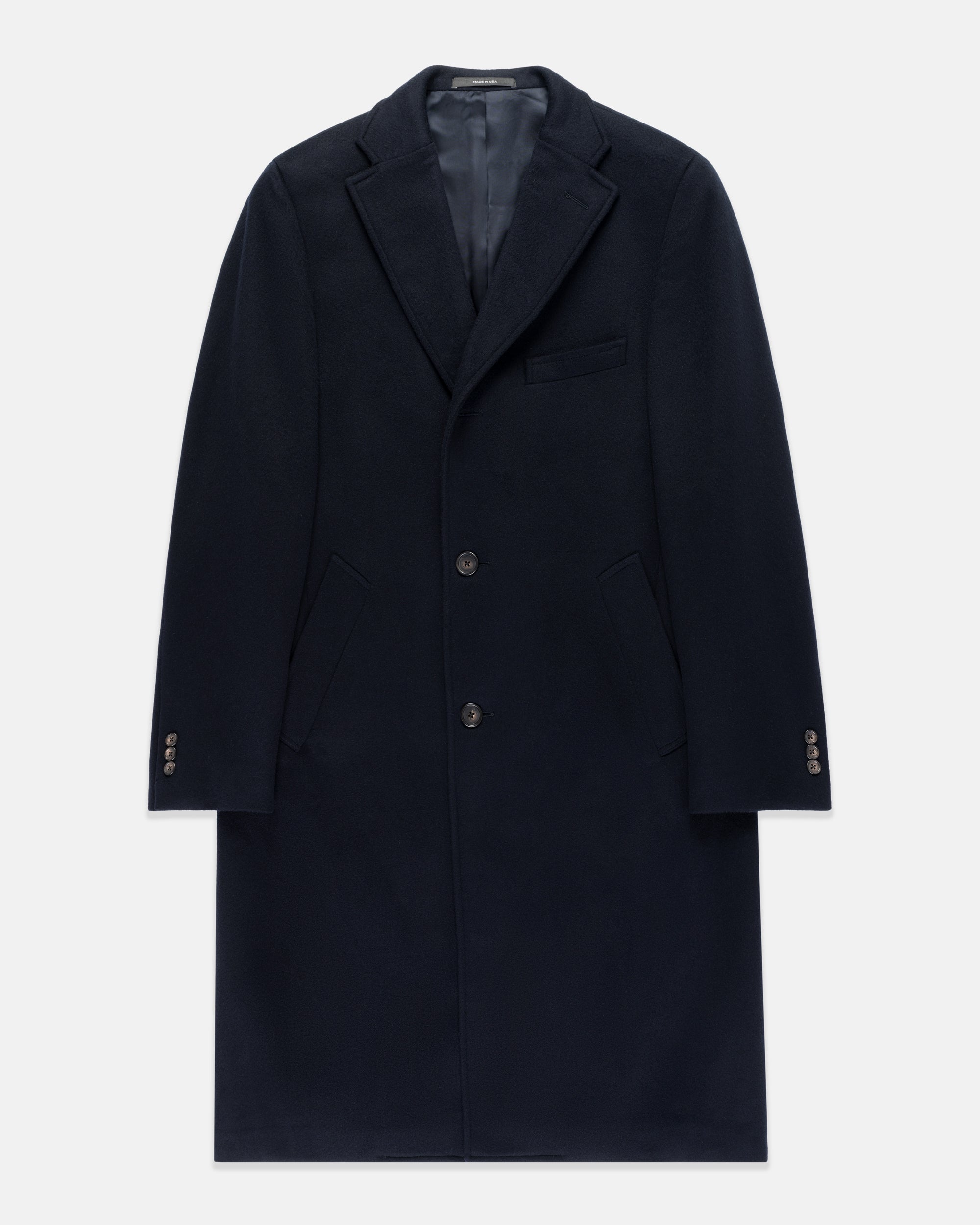 Made-in-USA Navy Wool/Cashmere Topcoat