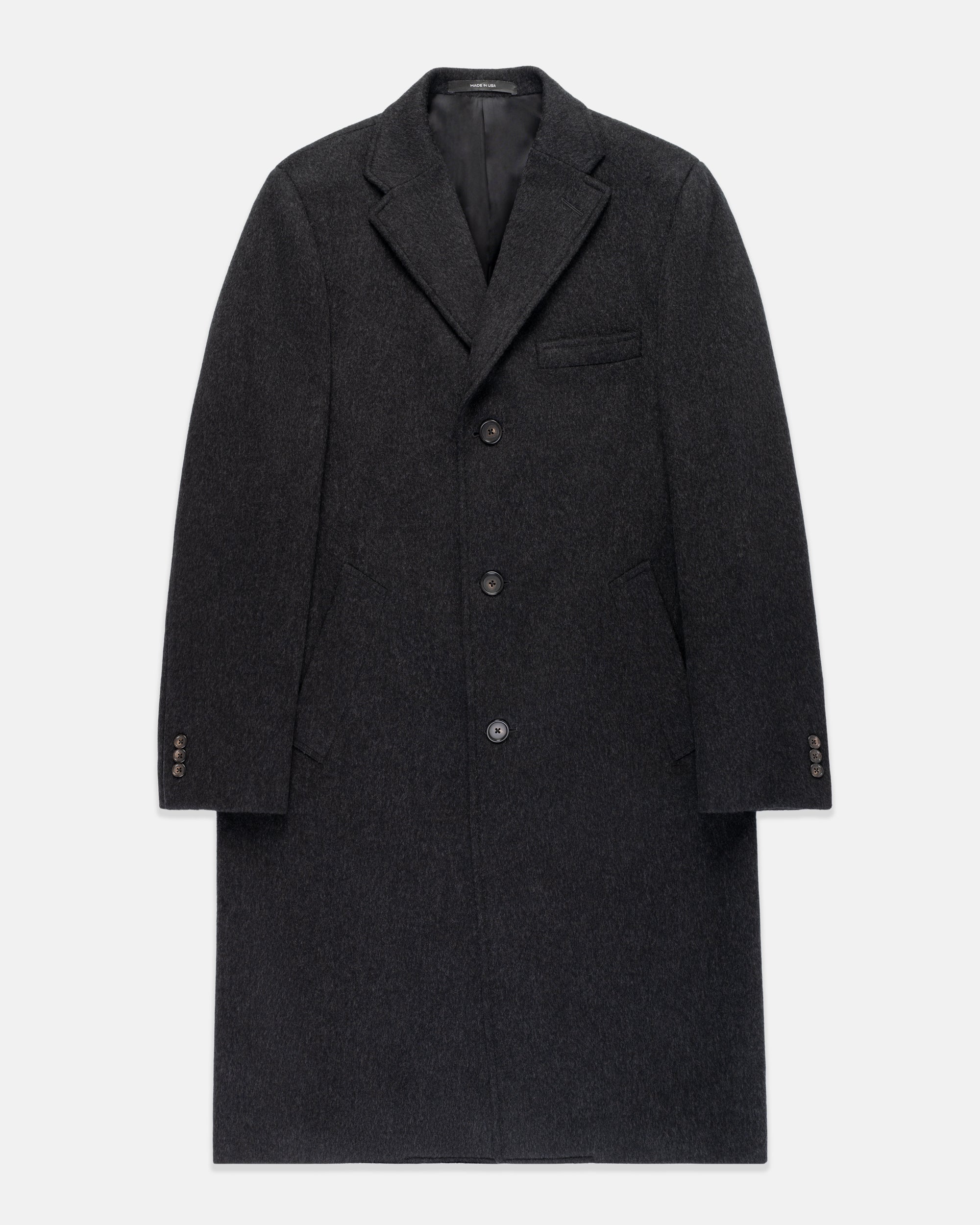 Made-in-USA Charcoal Wool/Cashmere Topcoat