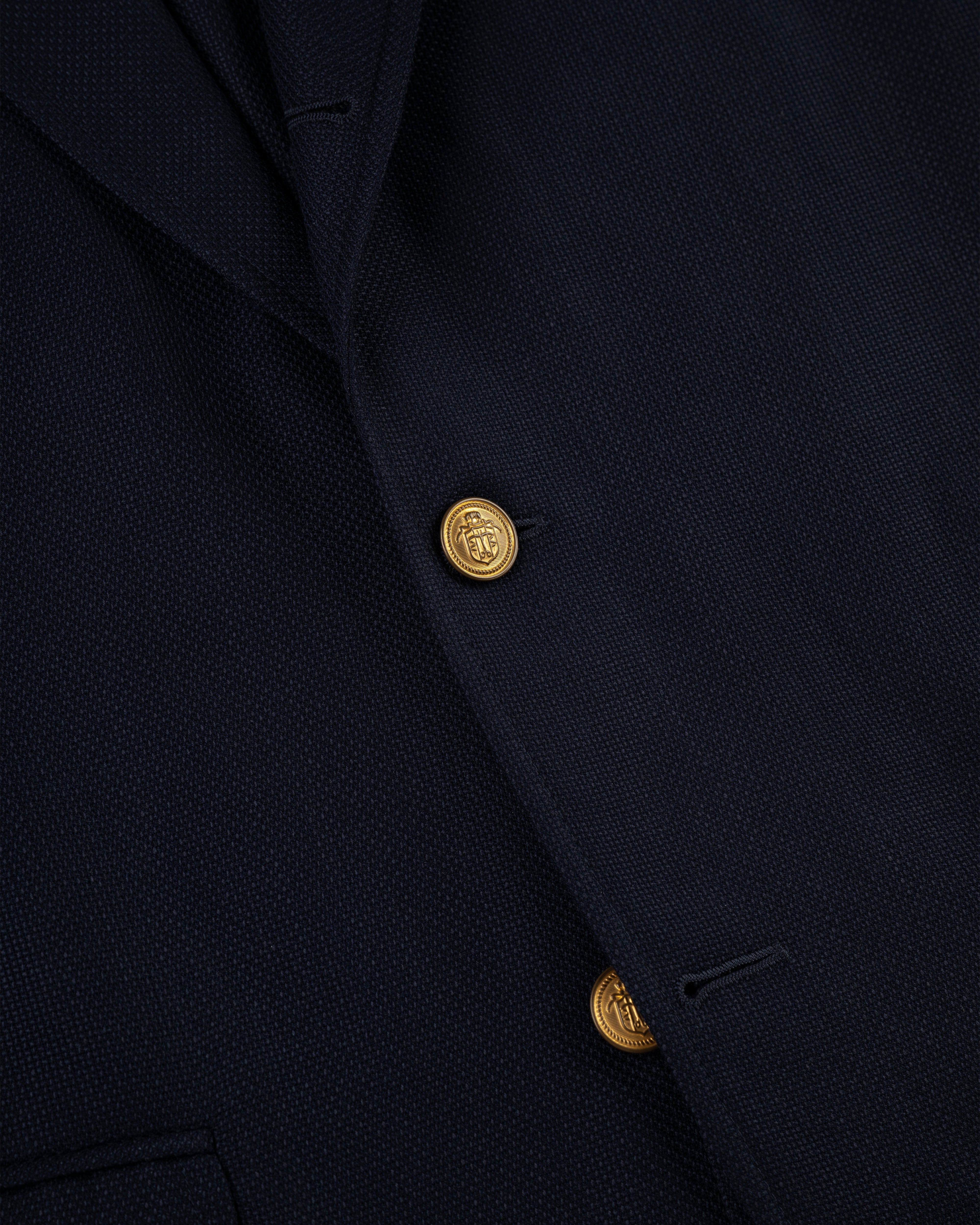 Made-in-Canada Navy Cotton/Wool Open-Weave Hopsack Blazer