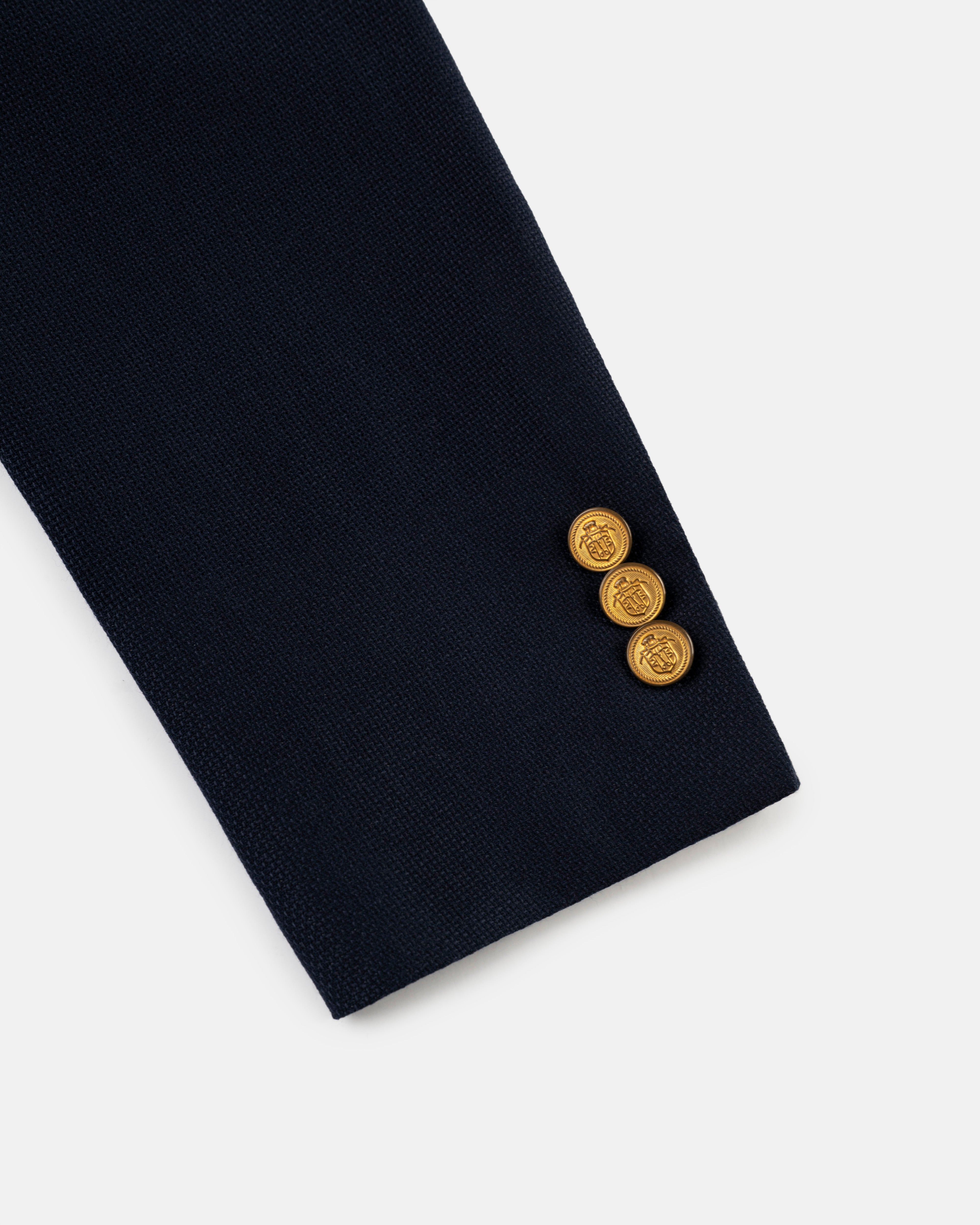 Made-in-Canada Navy Cotton/Wool Open-Weave Hopsack Blazer