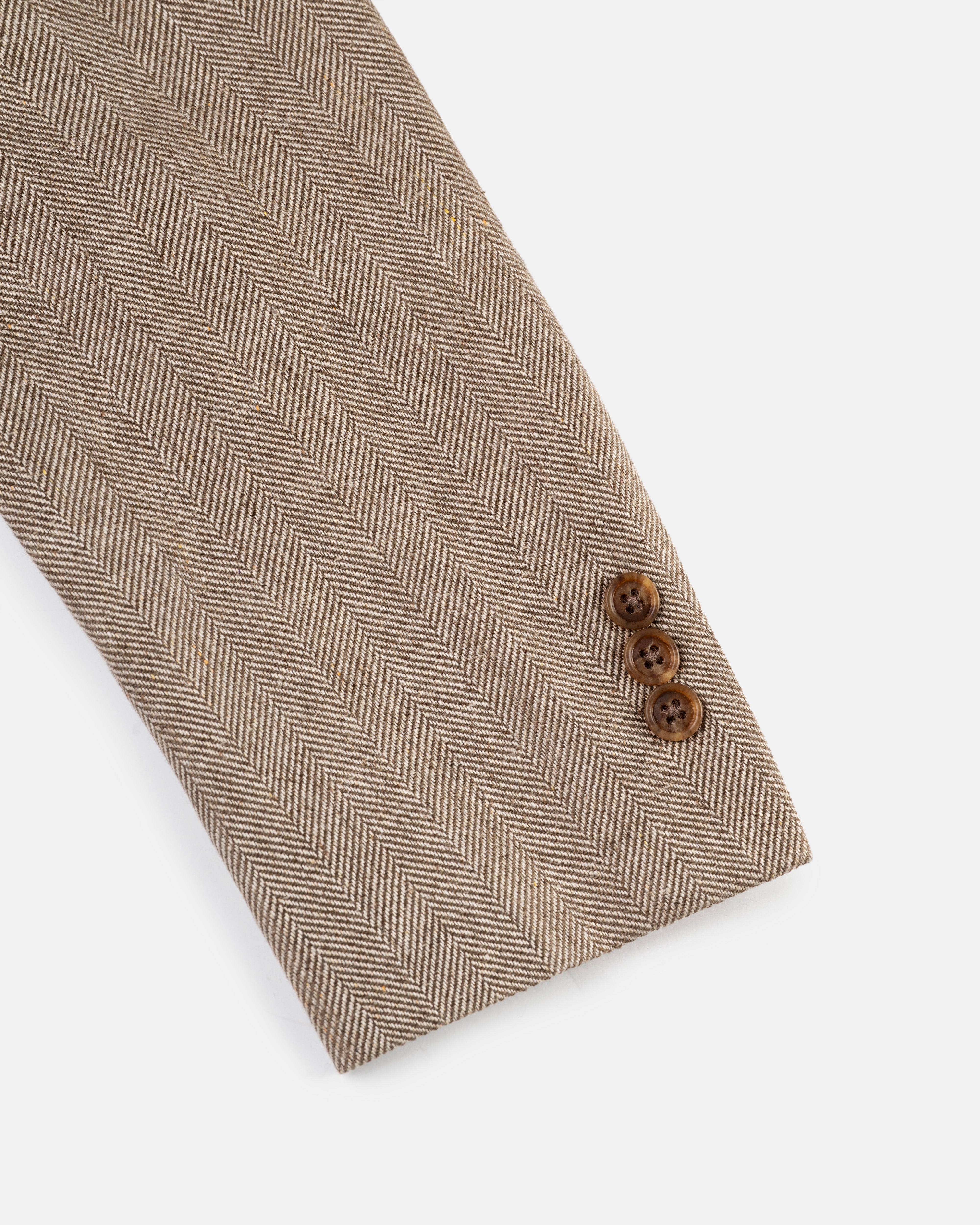 Made-in-Canada Tan Herringbone Silk Sport Coat