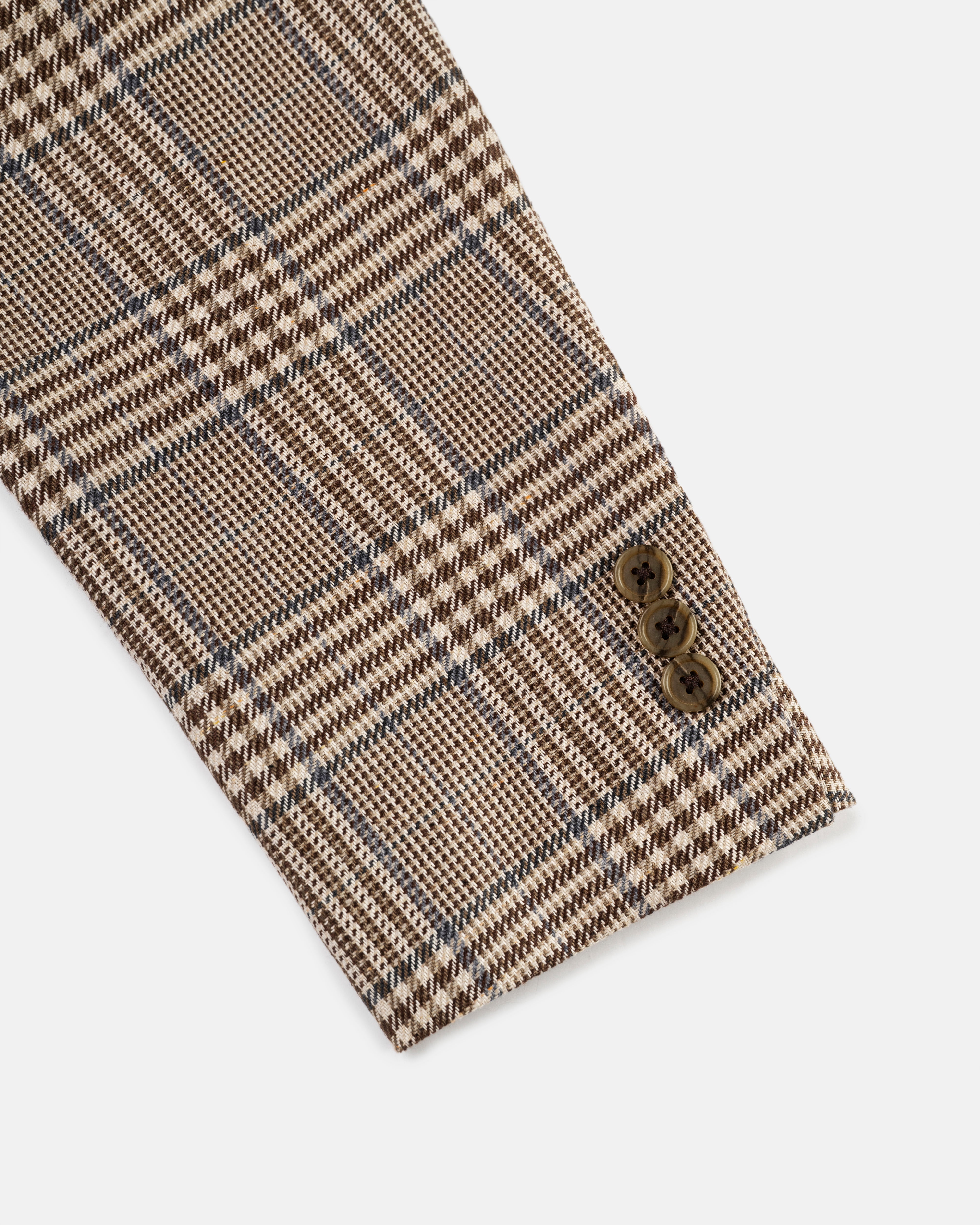 Made-in-Canada Tan & Navy Plaid Silk Sport Coat