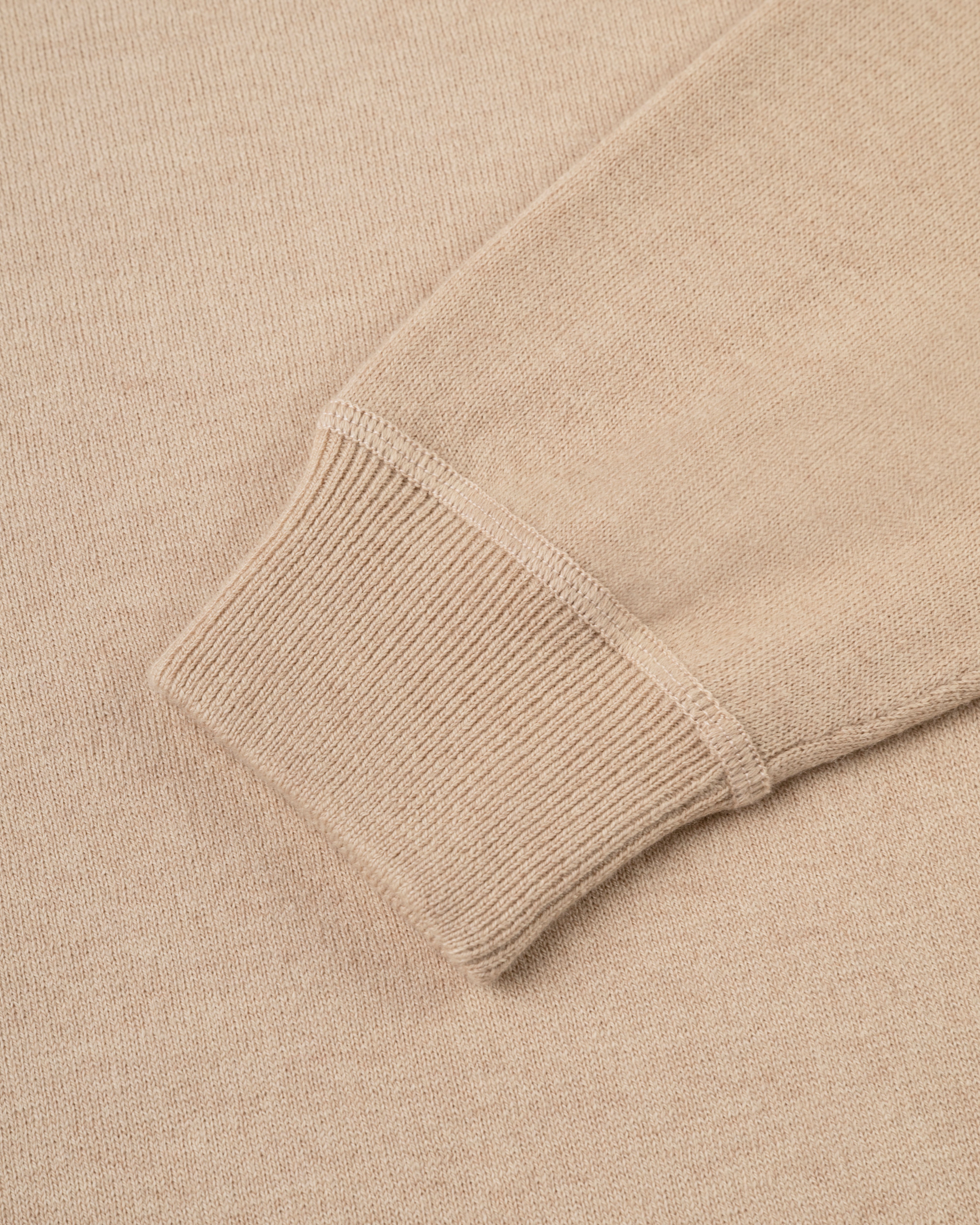 Tan Cotton/Wool Crewneck Sweatshirt - Trim Fit