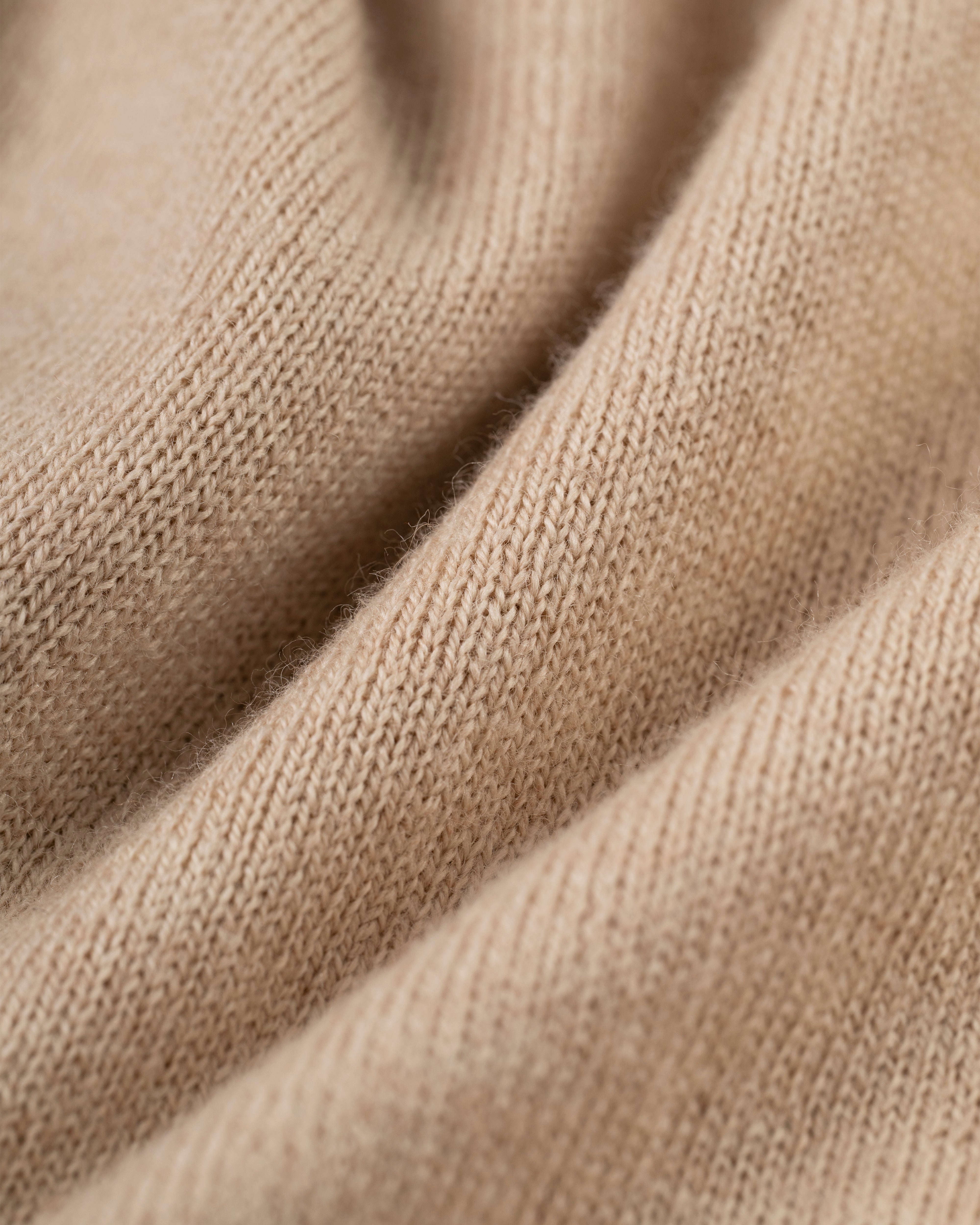 Tan Cotton/Wool Crewneck Sweatshirt - Trim Fit
