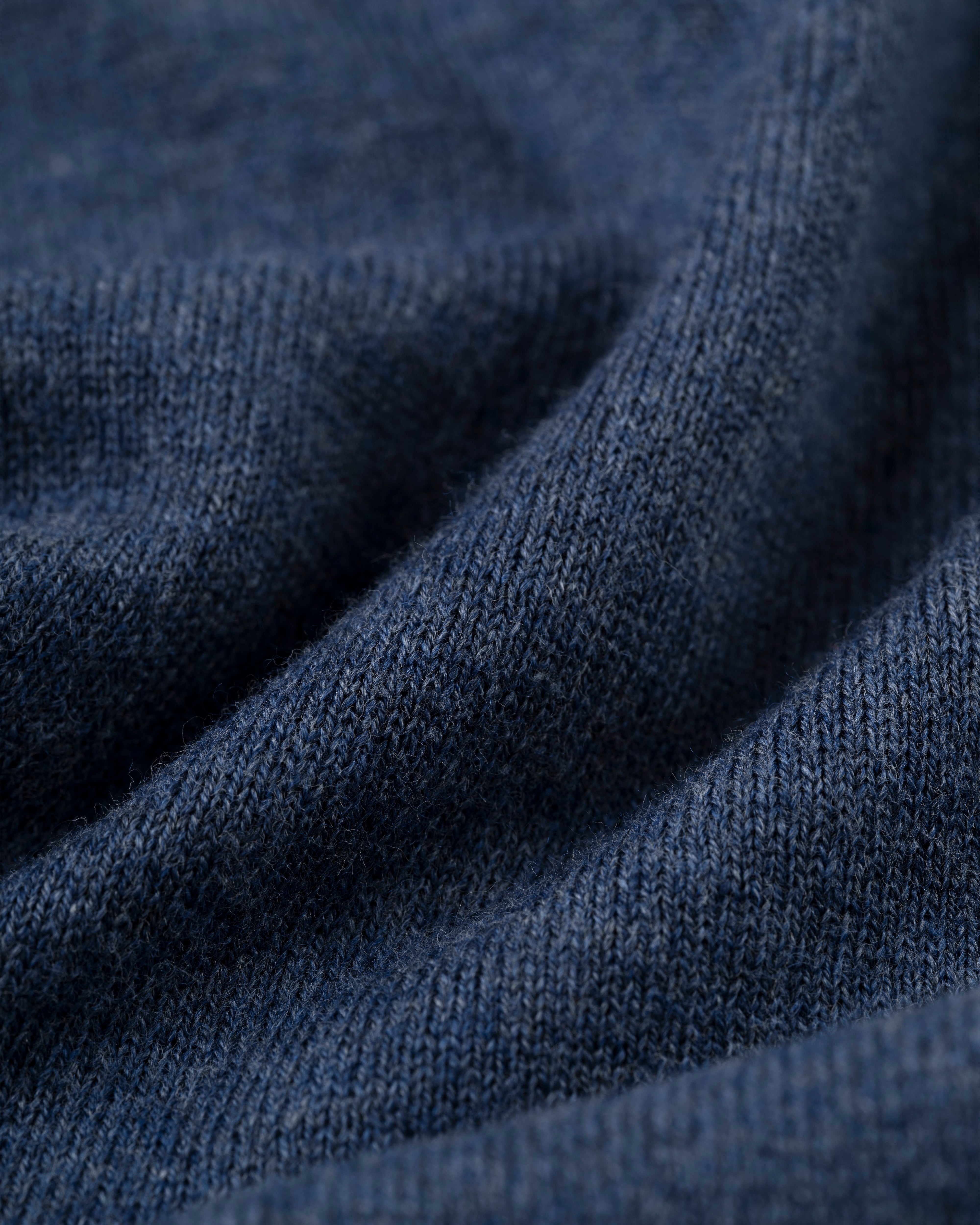 Medium Blue Cotton/Wool Crewneck Sweatshirt - Trim Fit