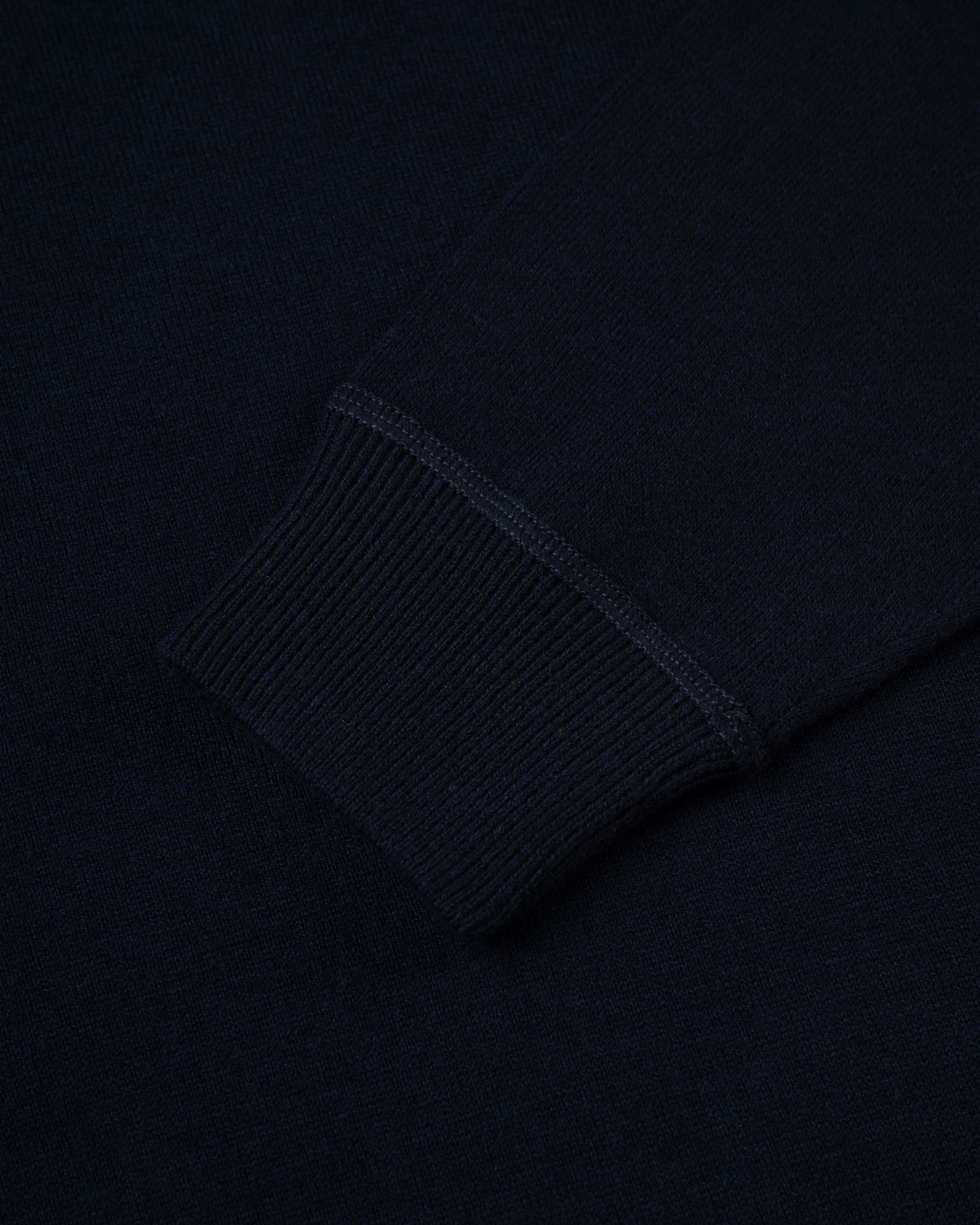 Navy Cotton/Wool Crewneck Sweatshirt - Trim Fit