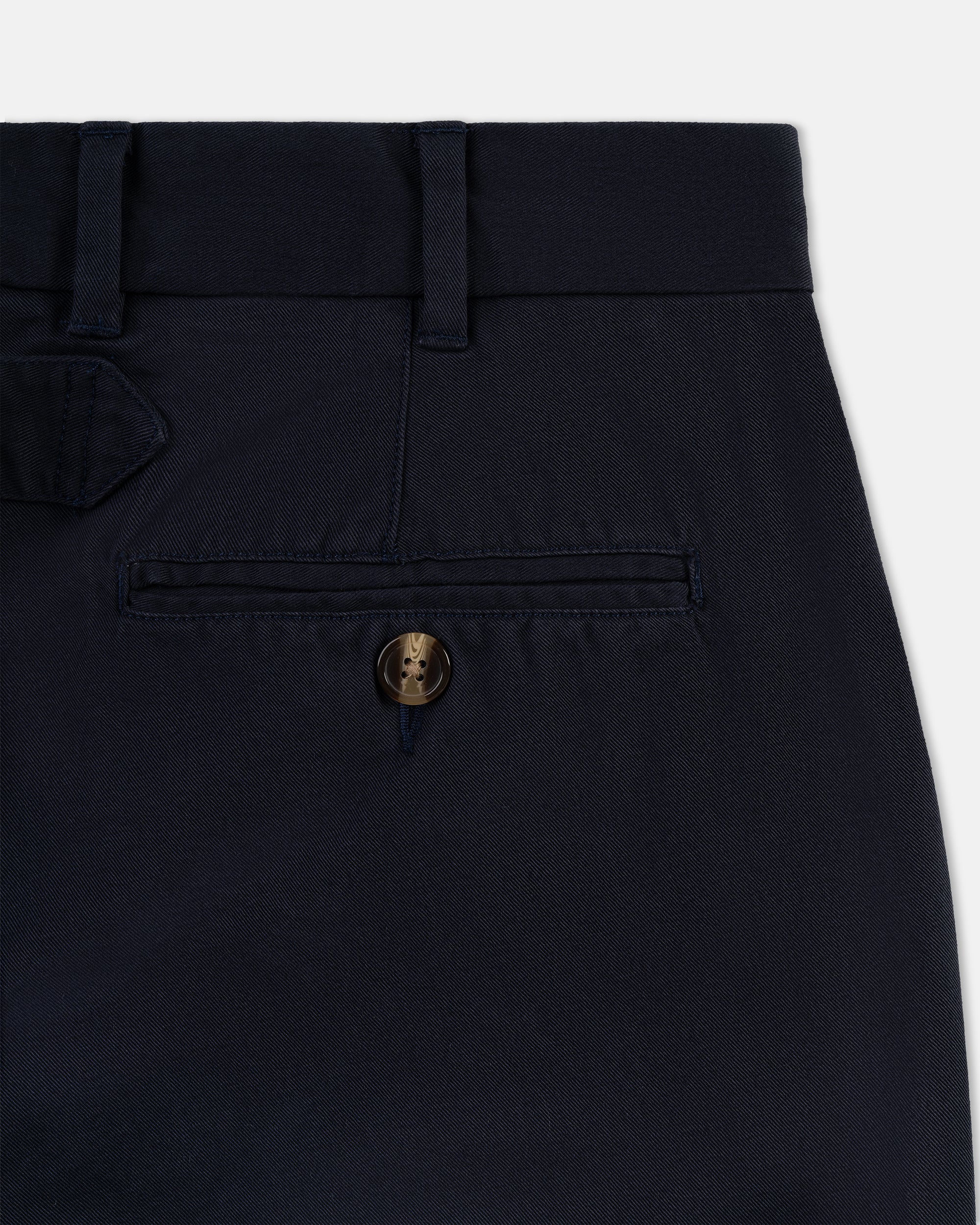 Navy Cinch-Back Cotton Chino Trouser - Trim Fit