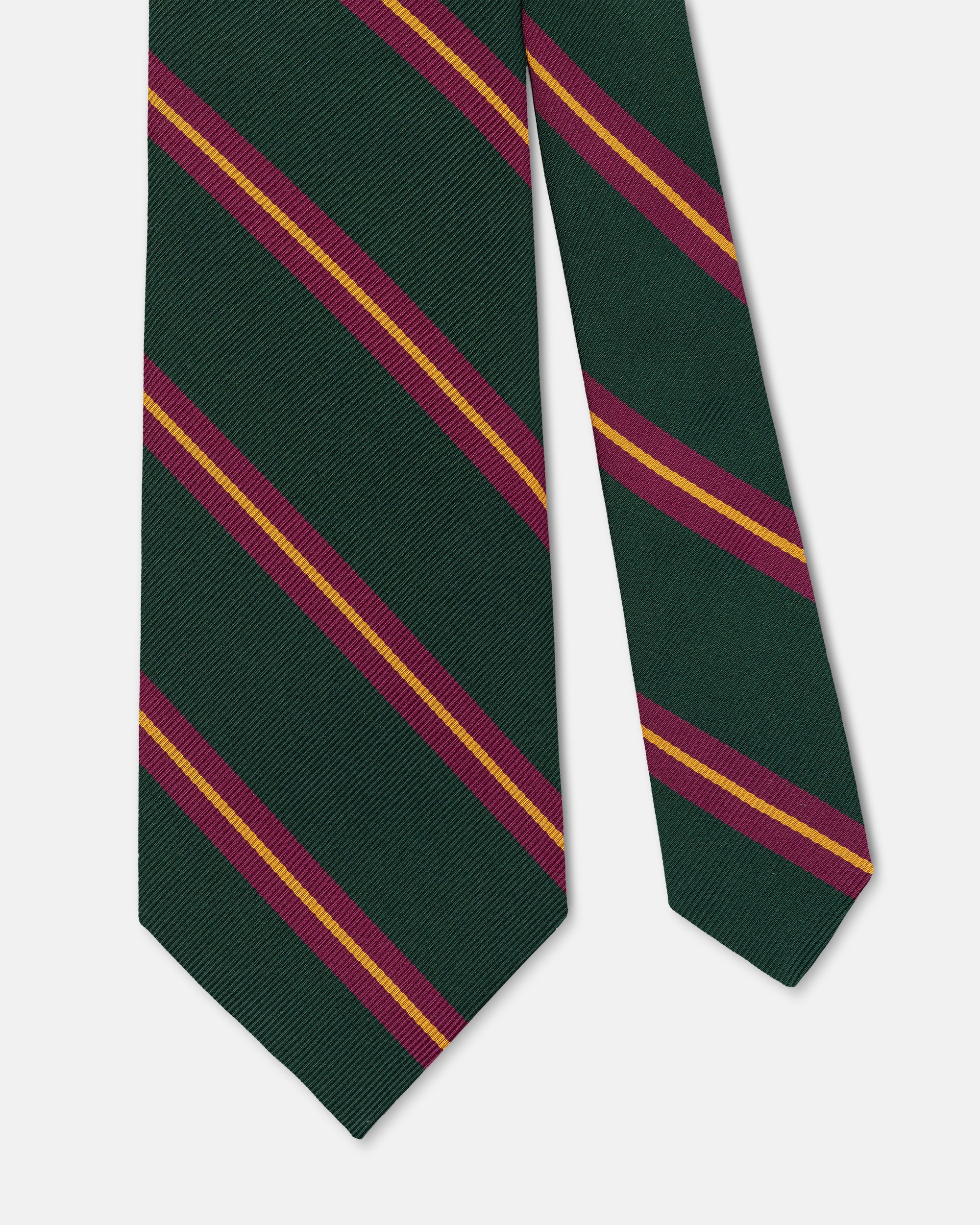 Made-in-USA Green, Purple, & Gold Stripe Repp Tie