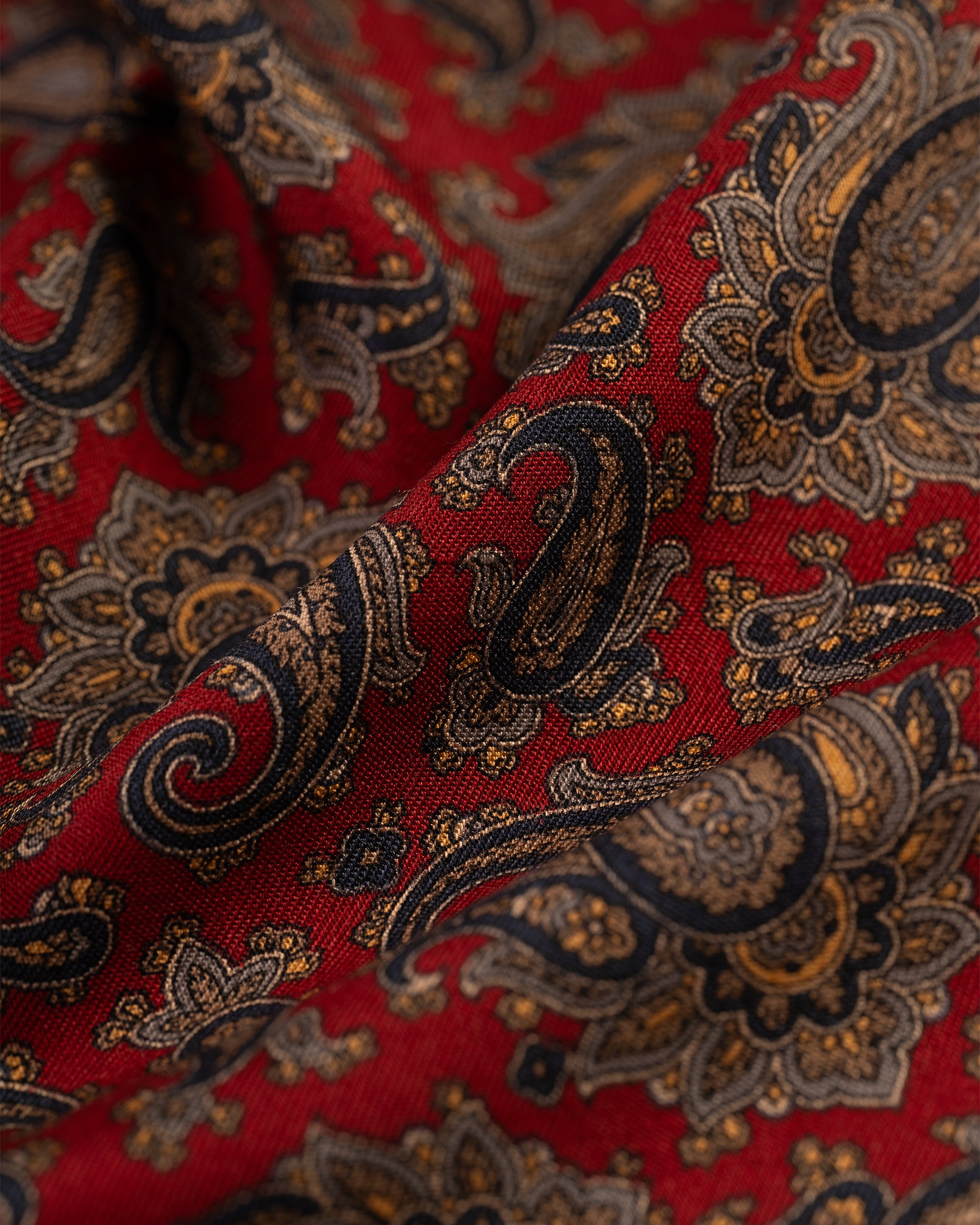 Made-in-USA Burgundy Paisley Silk Pocket Square