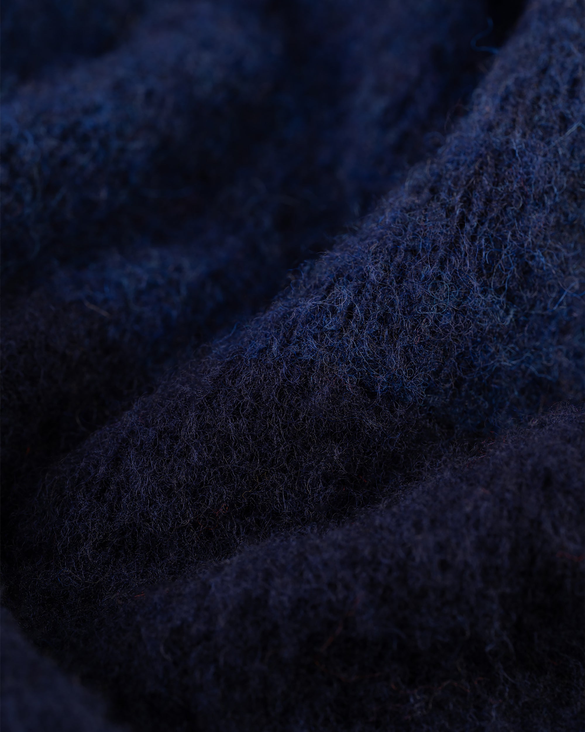 Made-in-Scotland Blue & Navy Shaggy Dog Block Stripe Sweater - Trim Fit