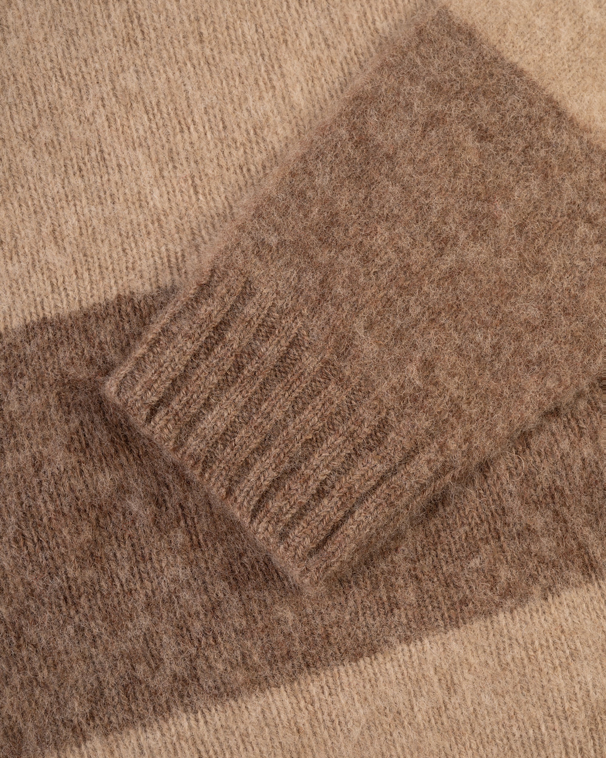 Made-in-Scotland Nutmeg & Tan Shaggy Dog Block Stripe Sweater - Trim Fit