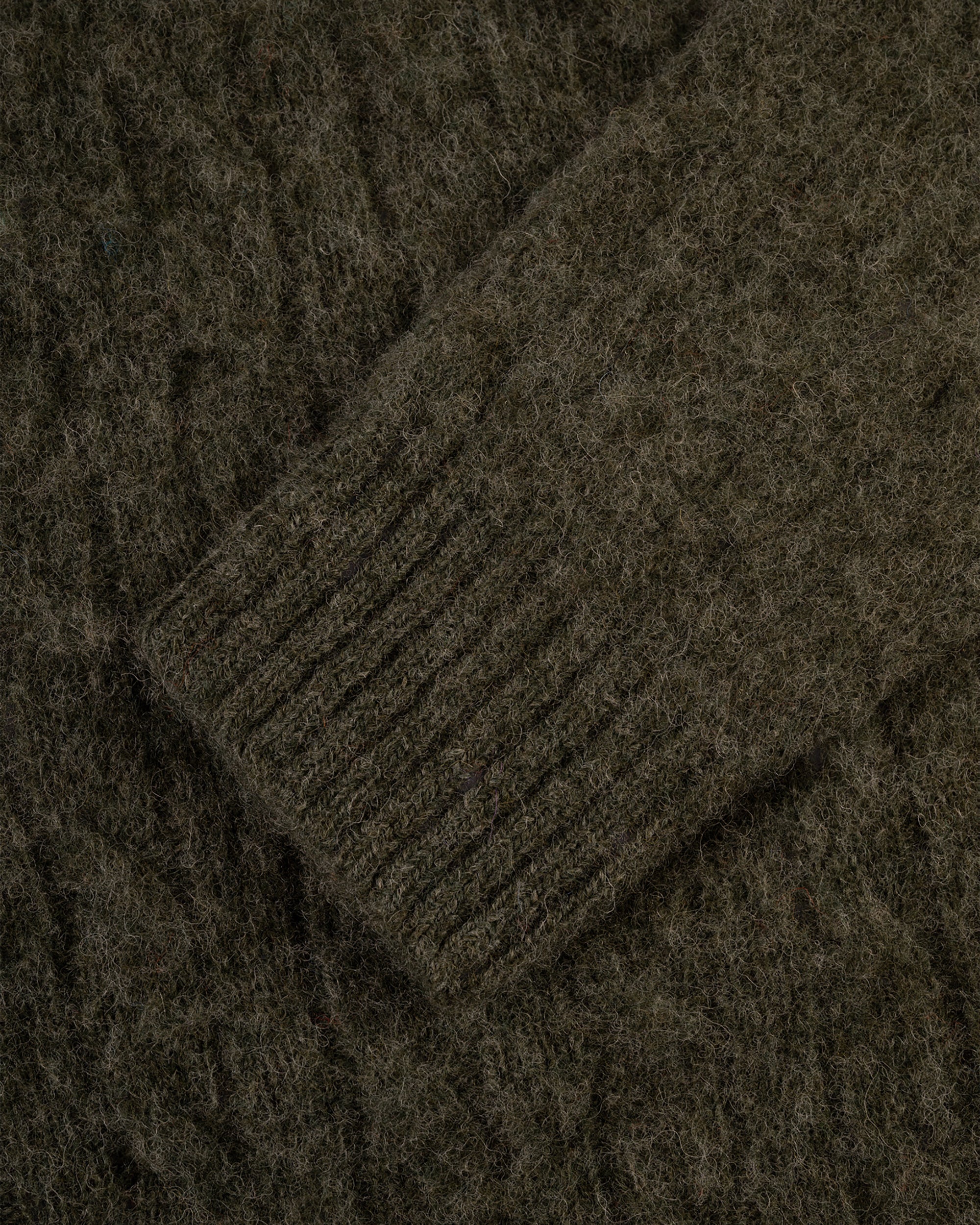 Made-in-Scotland Dark Green Shaggy Dog Cableknit Sweater - Classic Fit