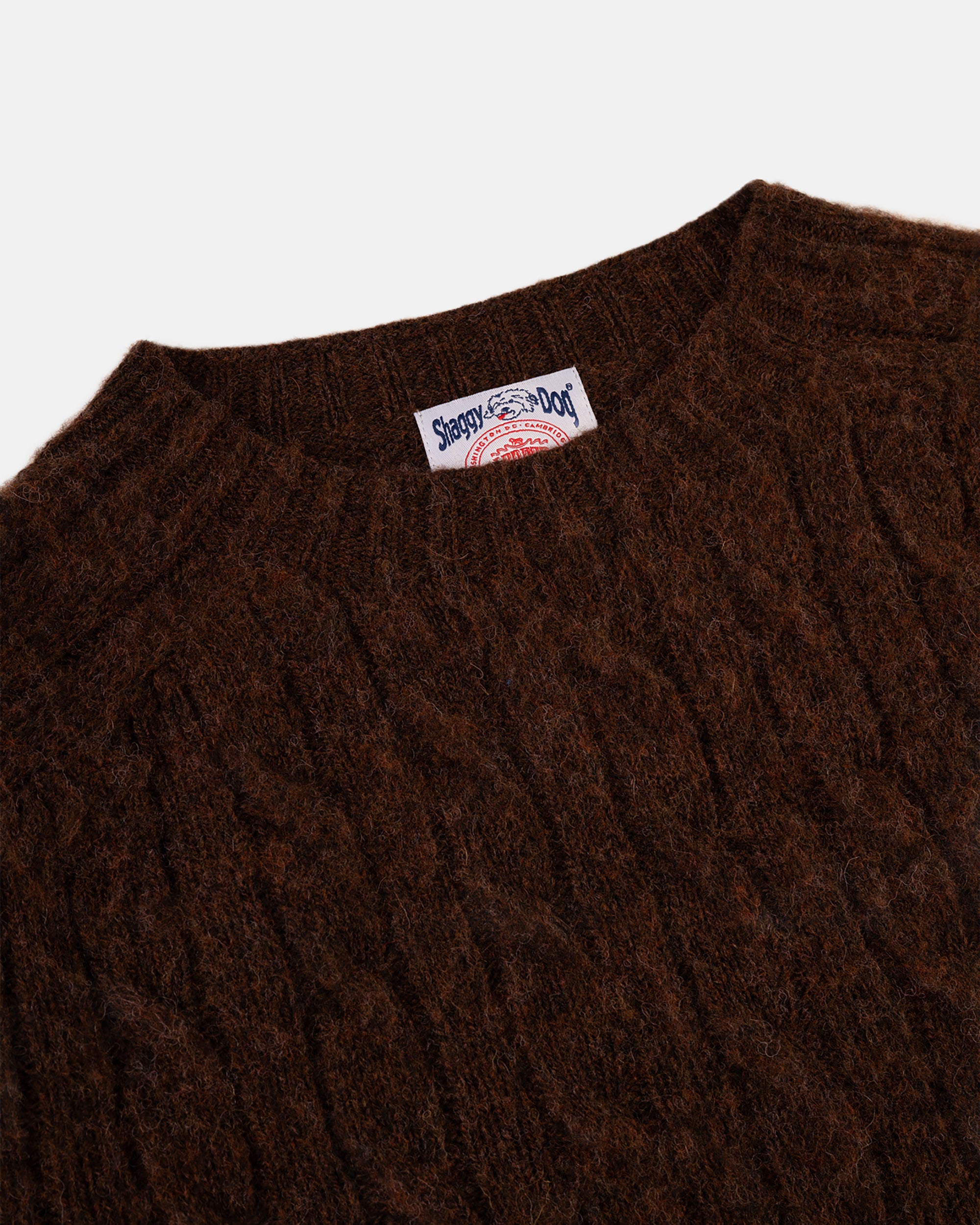Made-in-Scotland Brown Shaggy Dog Cableknit Sweater - Classic Fit
