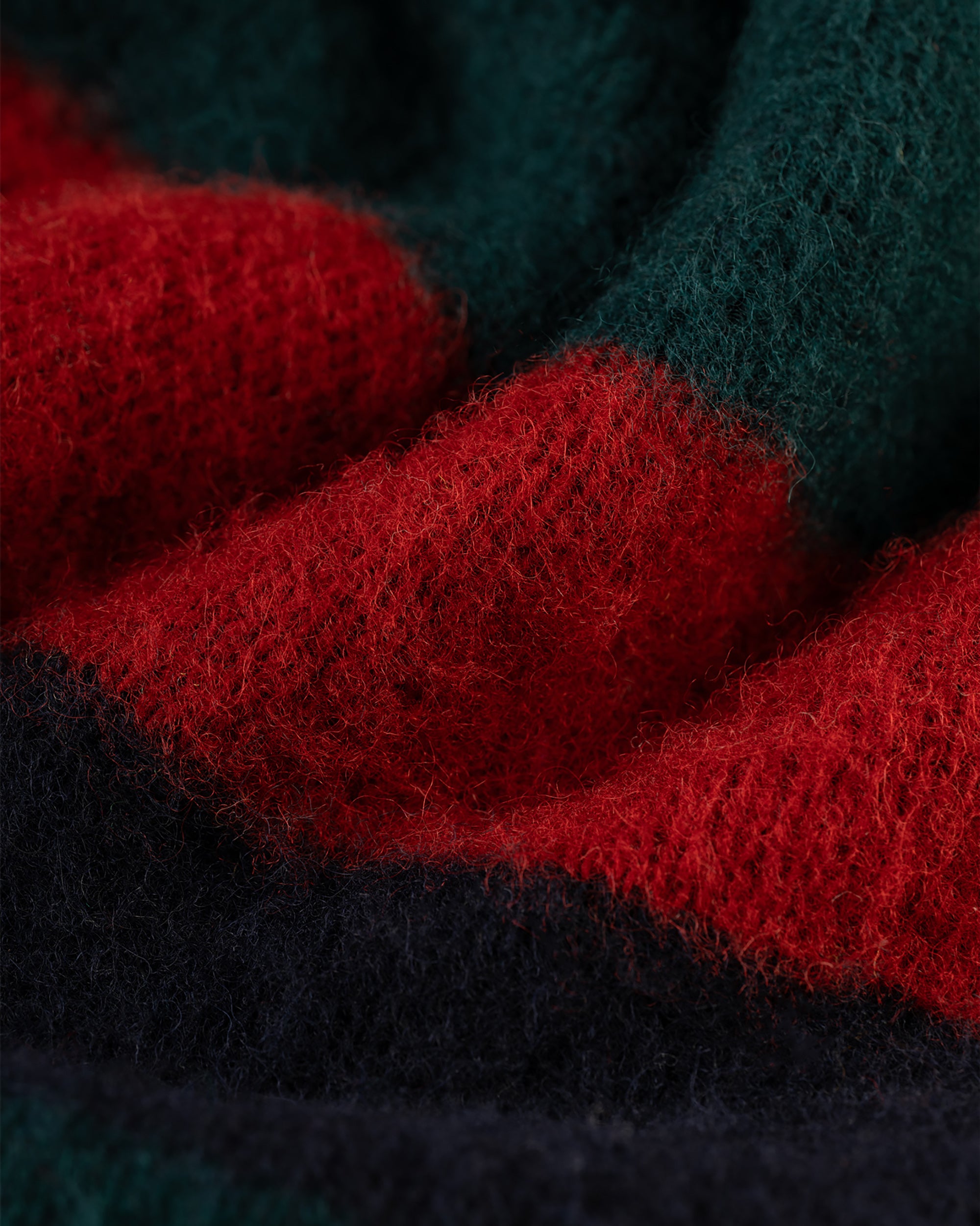 Made-in-Scotland Shaggy Dog Green, Navy & Red Regimental Stripe Sweater - Classic Fit