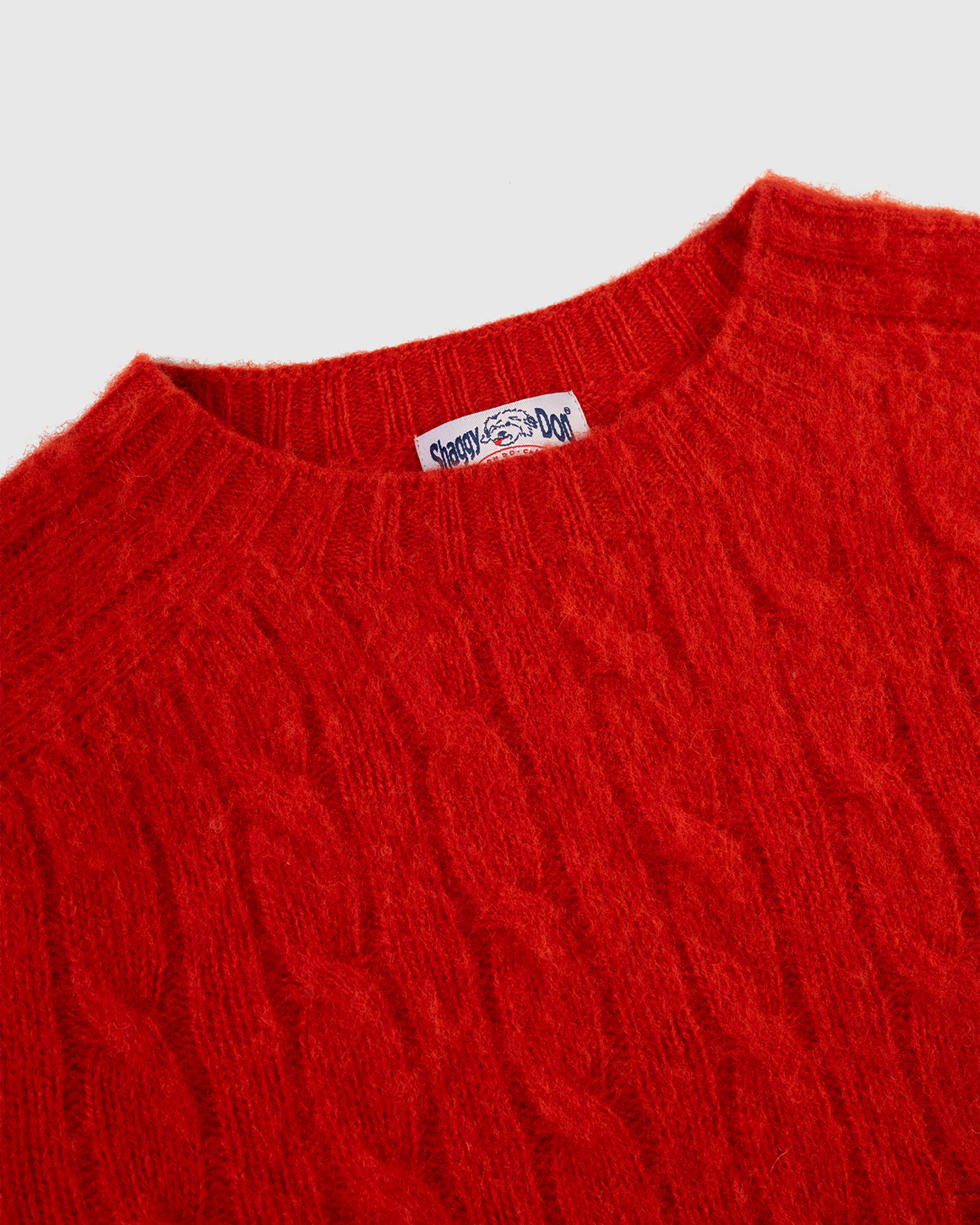 Made-in-Scotland Red Shaggy Dog Cableknit Sweater - Classic Fit