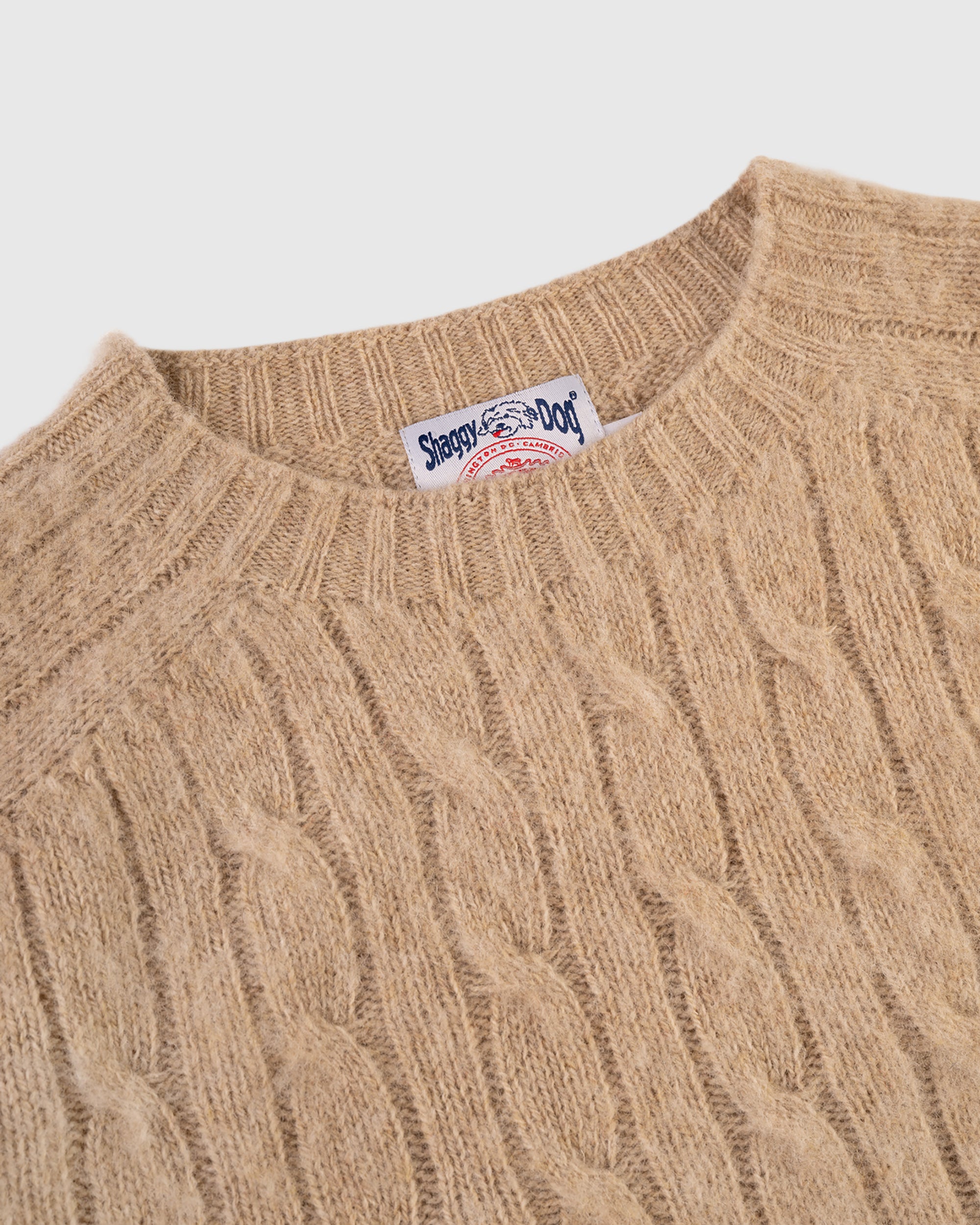Made-in-Scotland Oatmeal Shaggy Dog Cableknit Sweater - Classic Fit