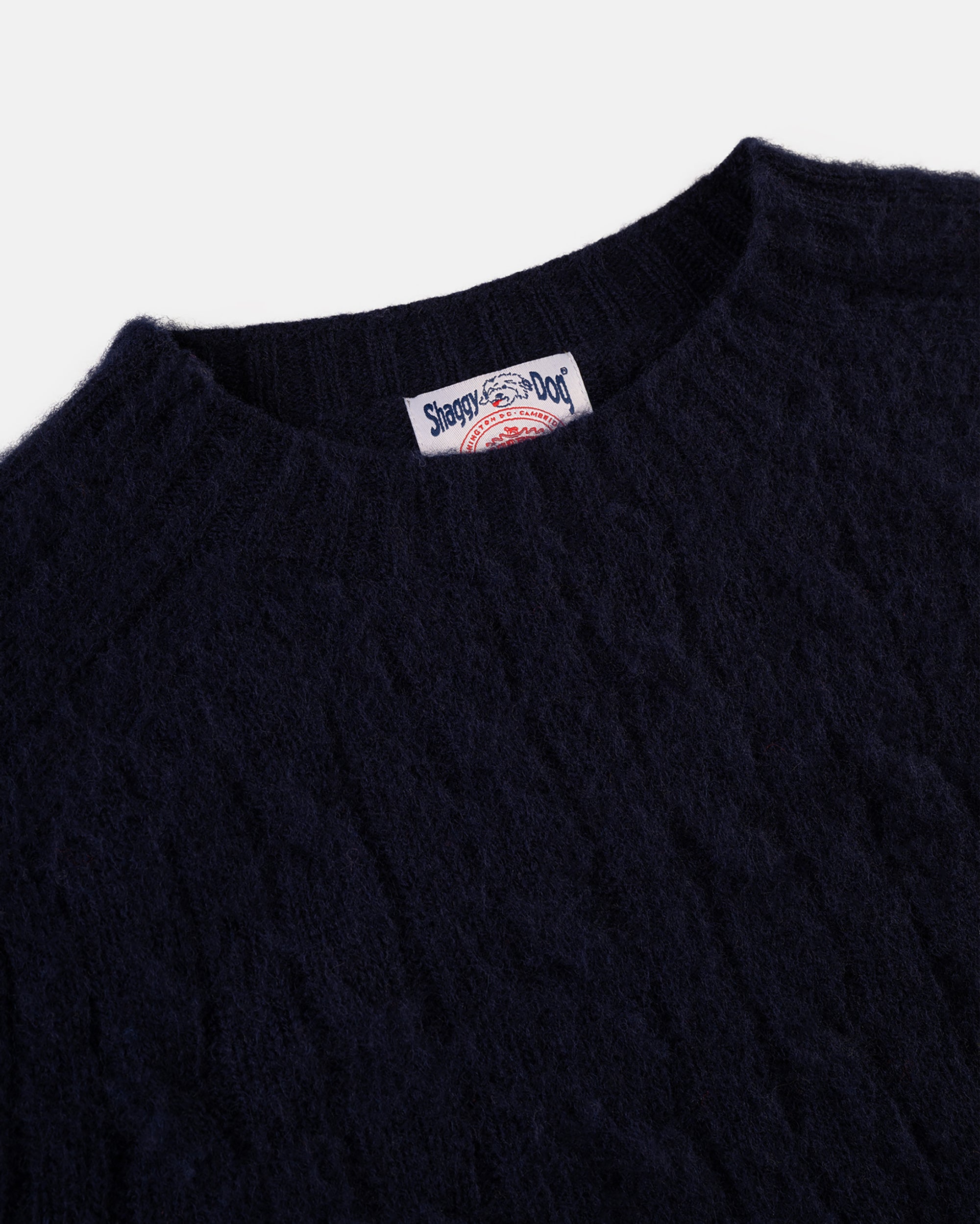 Made-in-Scotland Navy Shaggy Dog Cableknit Sweater - Classic Fit